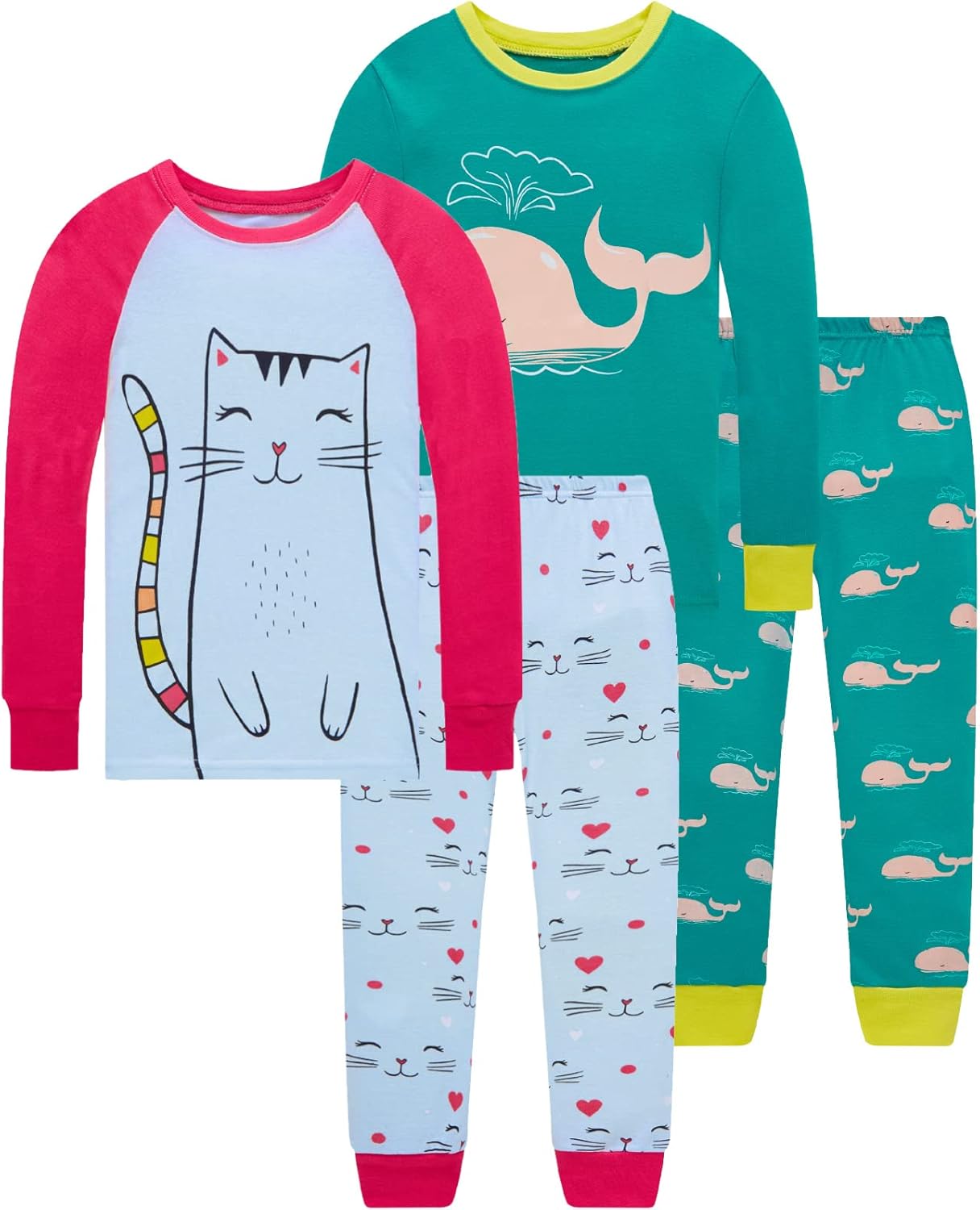 Dolphin&Fish Boys and Girls Soft Pajamas 100% Cotton Toddler Pjs Long Sleeve Kid...