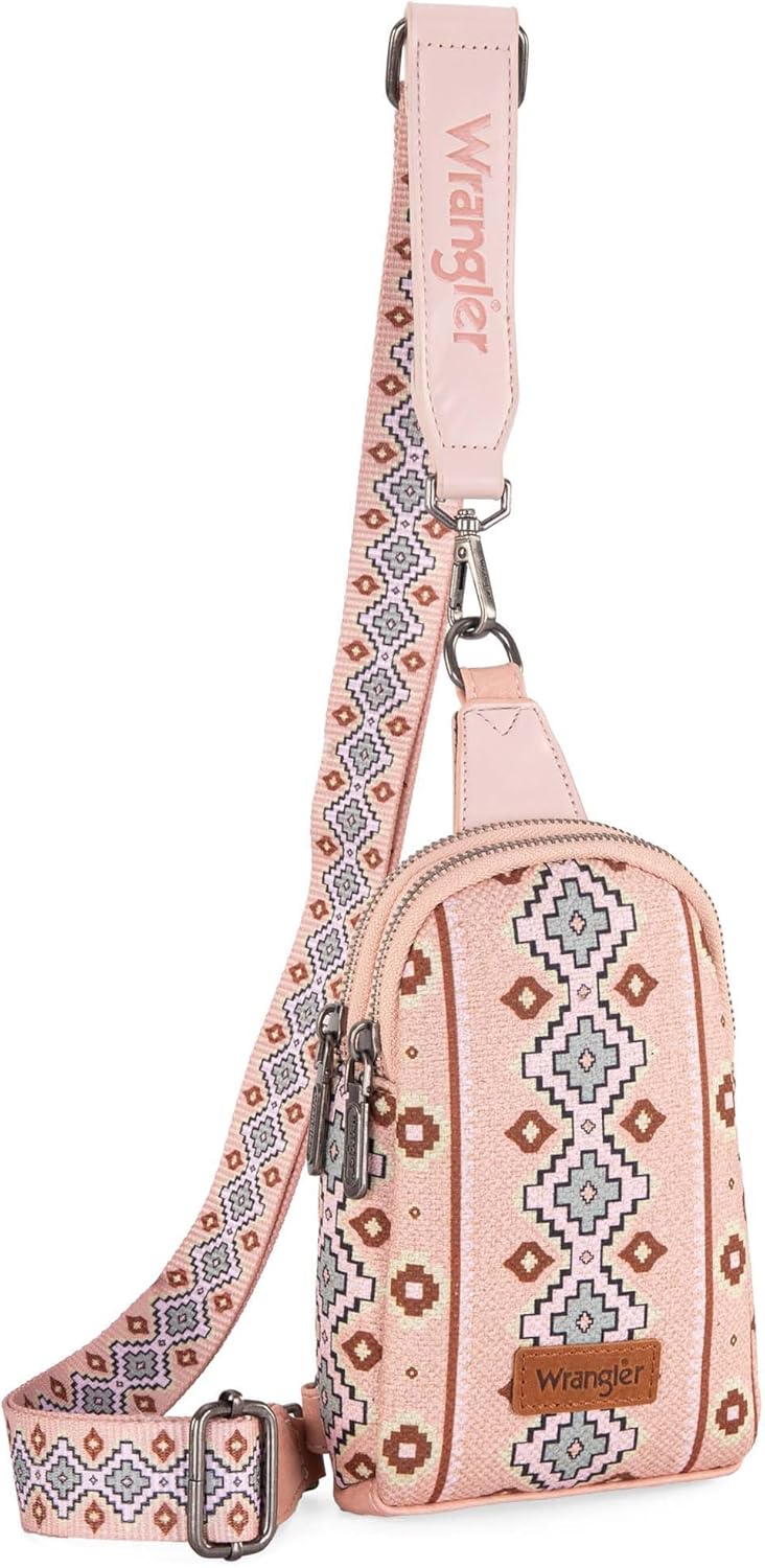 Wrangler Aztec Crossbody Sling Bags for Women Cross Body Purse with Detachable S...