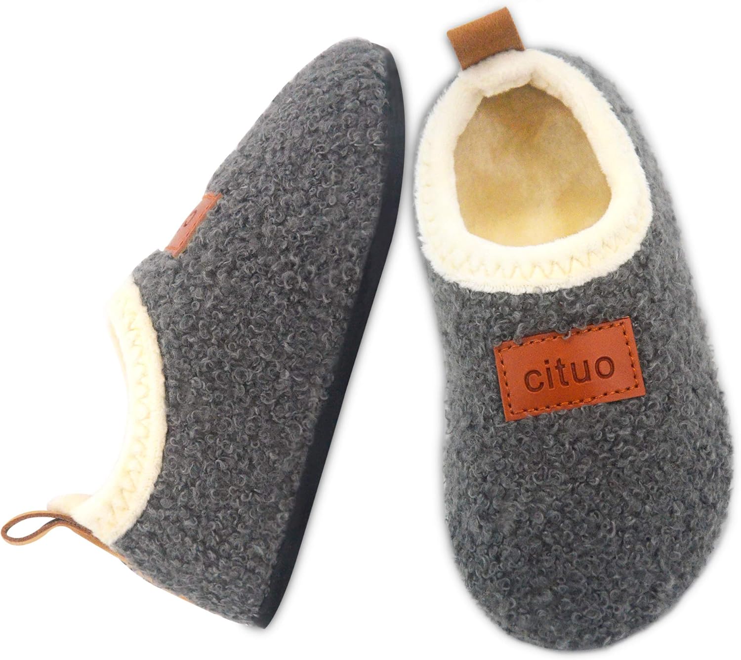 Dream Bridge Kids Sherpa Fleece Slippers with Anti-Slip Sole for Boys Girls 6.5/...