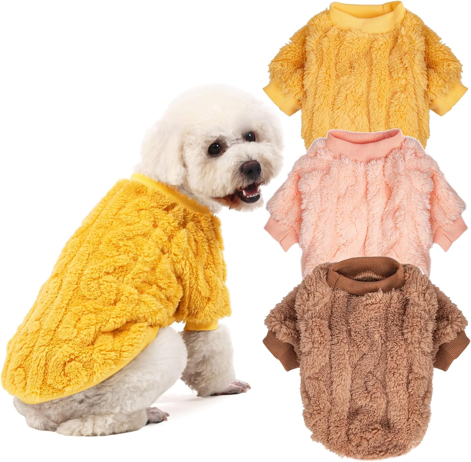 Dog Sweater, 3 Pack Dog Sweaters for Small Dogs or Cats, Girl or Boy, Warm Dog C...