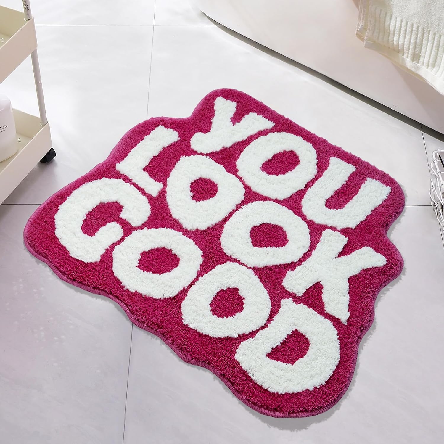 You Look Good Bath Mat Hot Pink Bathroom Rugs Funny Cute Bathroom Decor Preppy S...