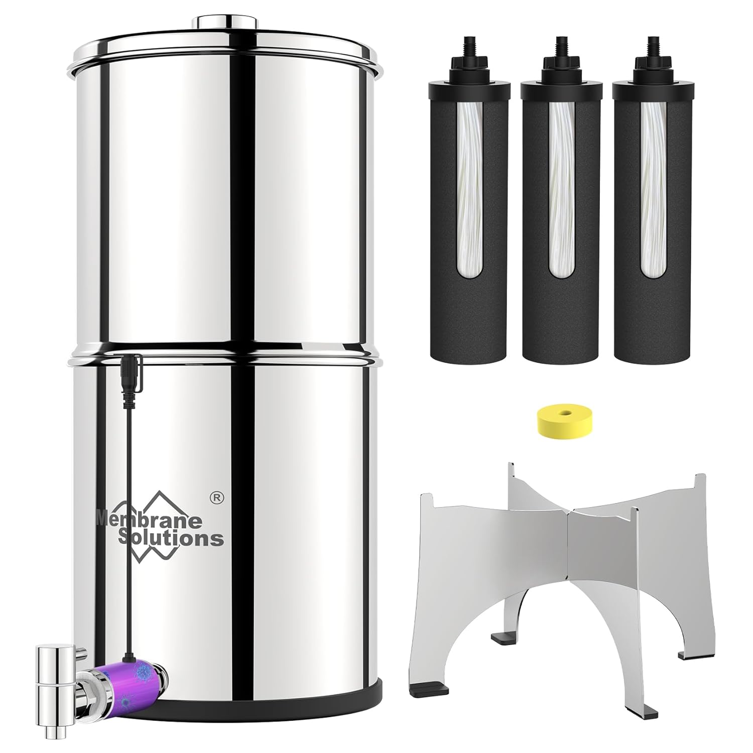 Membrane Solutions UV Countertop Water Filtration System, Stainless Steel 2.25G...