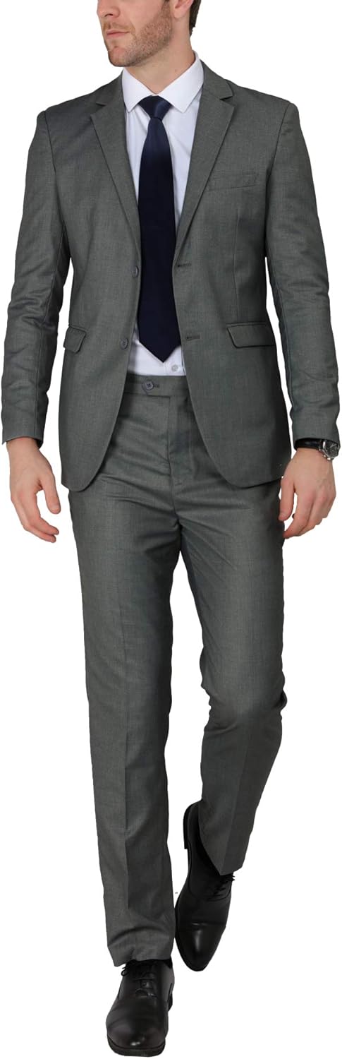 WEEN CHARM Men's Suits Slim Fit 2 Piece Two Button Blazer Wedding Prom Tuxedo Si...