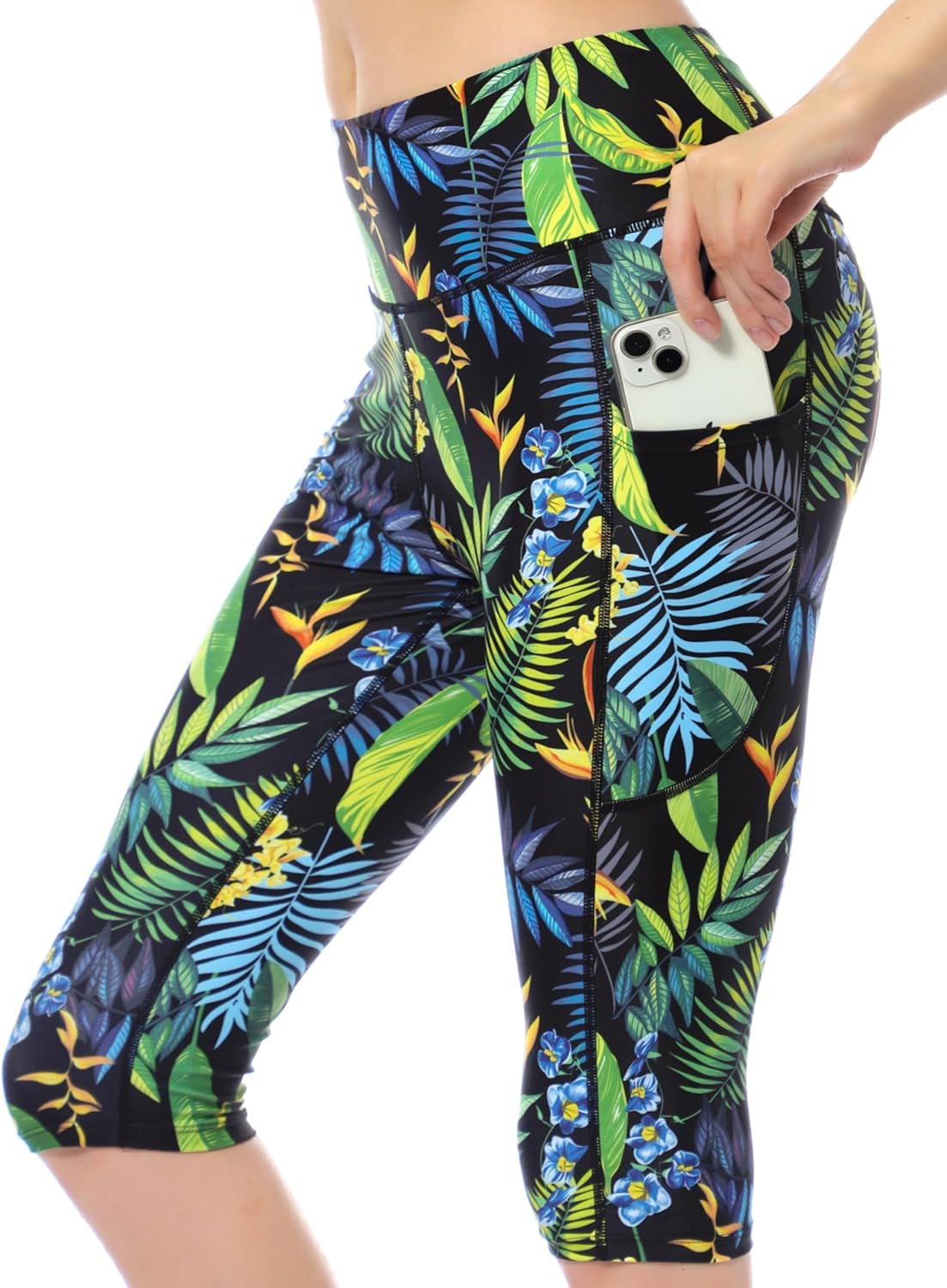 Womens UPF50+ Swim Capris High Waisted Swim Pants Tummy Control Knee Length Long...