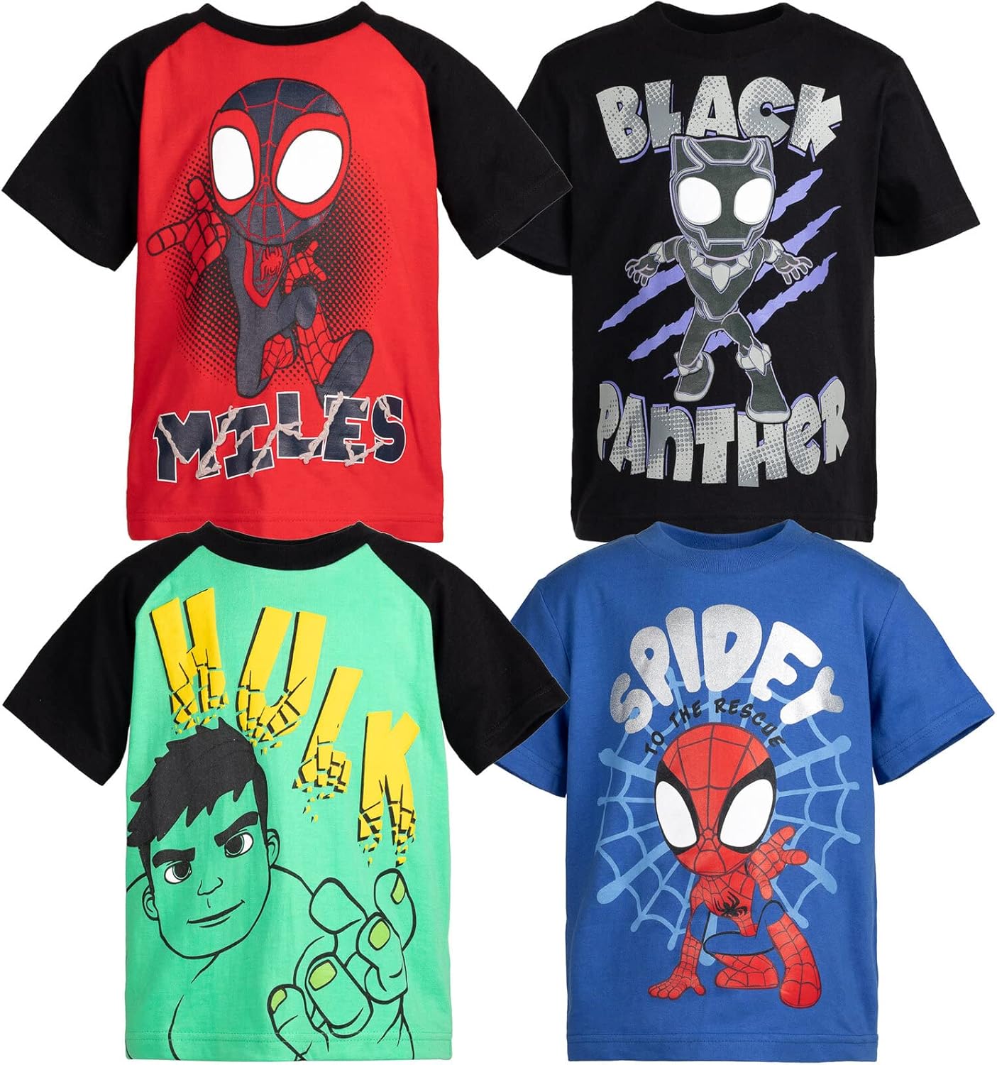 Marvel 4 Pack Graphic T-Shirts 6 Red / Blue/ Black / Green