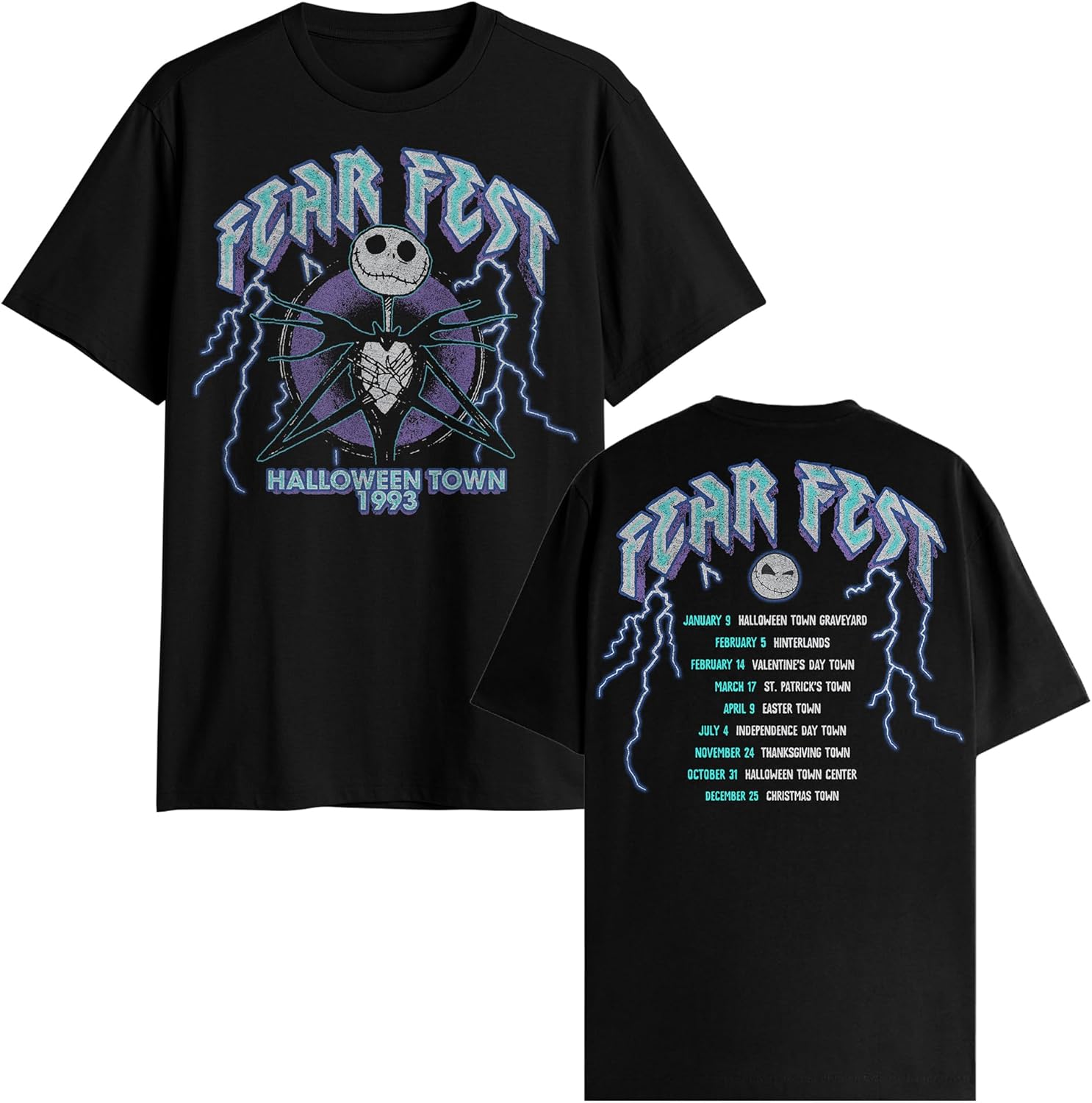 Nightmare Before Christmas Fear Fest World Tour Jack T-Shirt 3X-Large Black