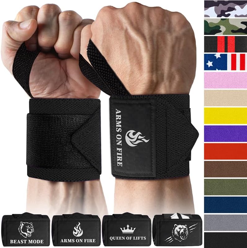TECEUM Weightlifting 18" & 12" Wrist Wraps with Thumb Loop – Heavy Duty Wrist Wo...