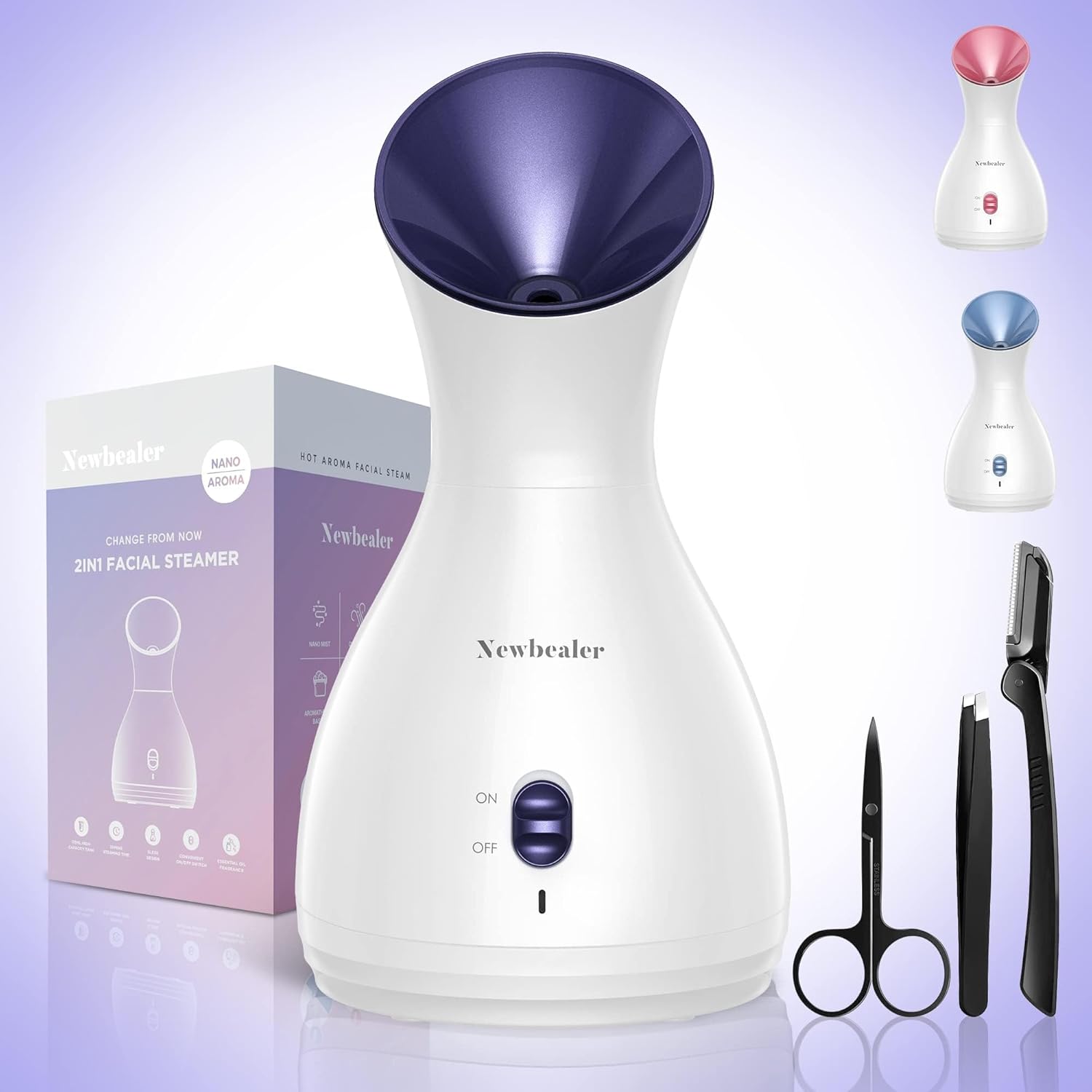 Newbealer 2in1 Facial Steamer, Hot Mist Facial Aromatherapy Humidifier Atomizer,...