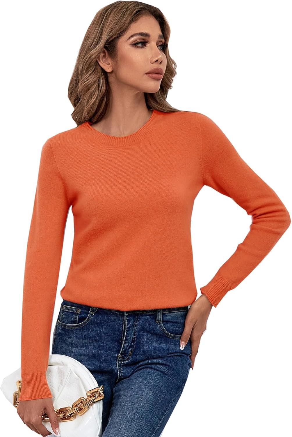 LANPULUX Women's 100 Percent Pure Wool Sweater Long Sleeve Pullover Crew Neck To...