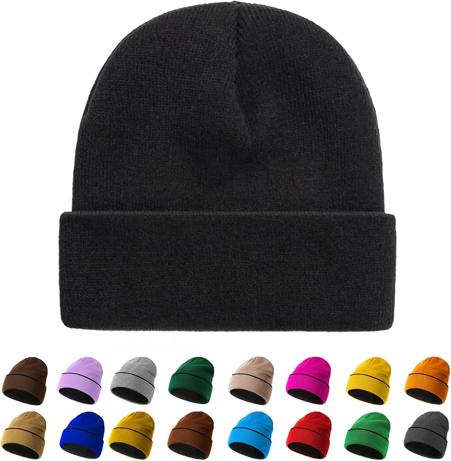 Rosoz 1 & 2 Packs Beanie for Men Women Winter Hats Reversible Soft Warm Cuffed B...