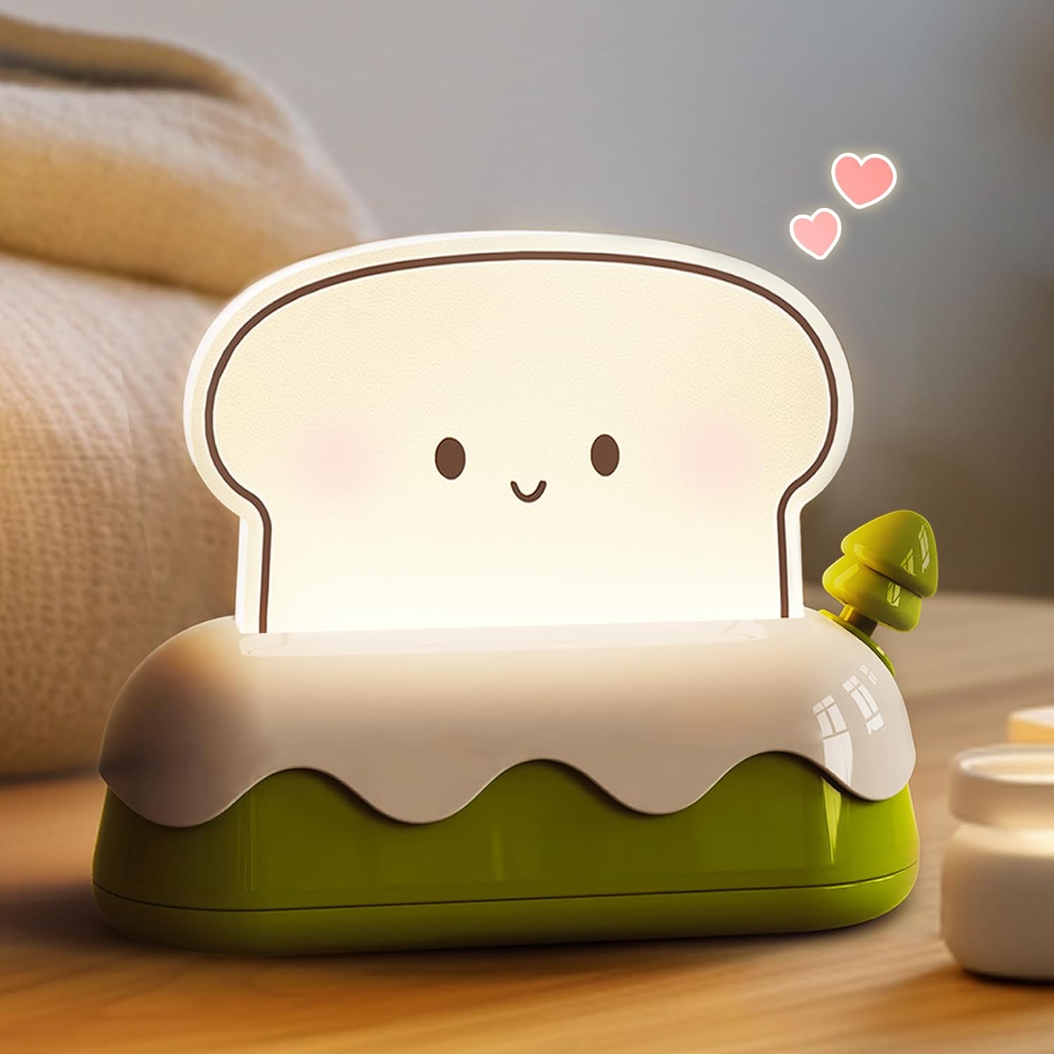 L LOHAS LED Cute Toaster Night Lights for Kids, Kawaii Stuff Bread Desk Lamp wit...
