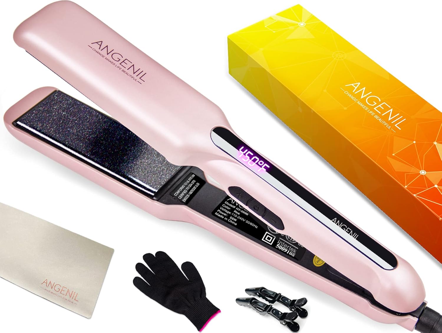 ANGENIL Argan Oil Flat Iron Curling Iron in One, Professional Portable Dual Volt...