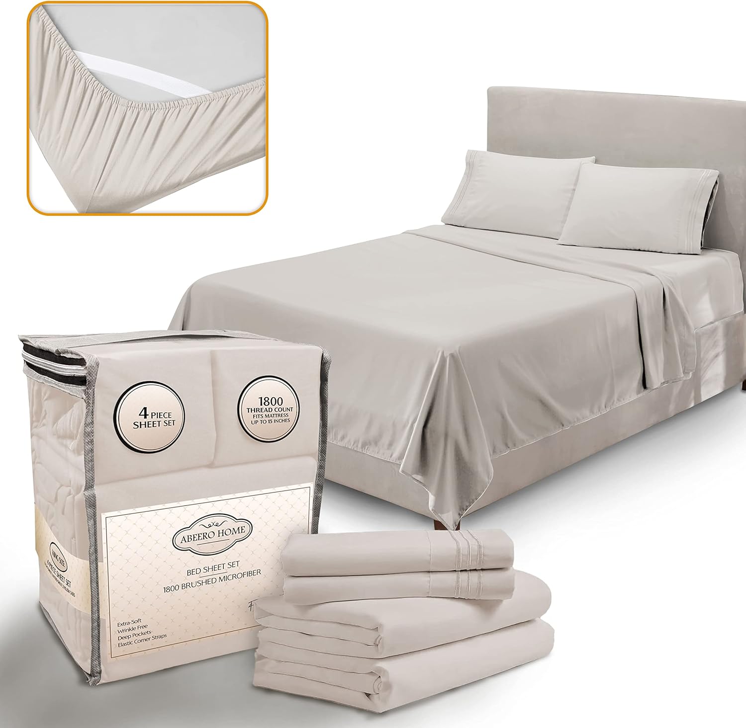 Twin Sheets Set - Luxury Hotel Bed Sheets - Soft Cooling Sheets with Elastic Cor...