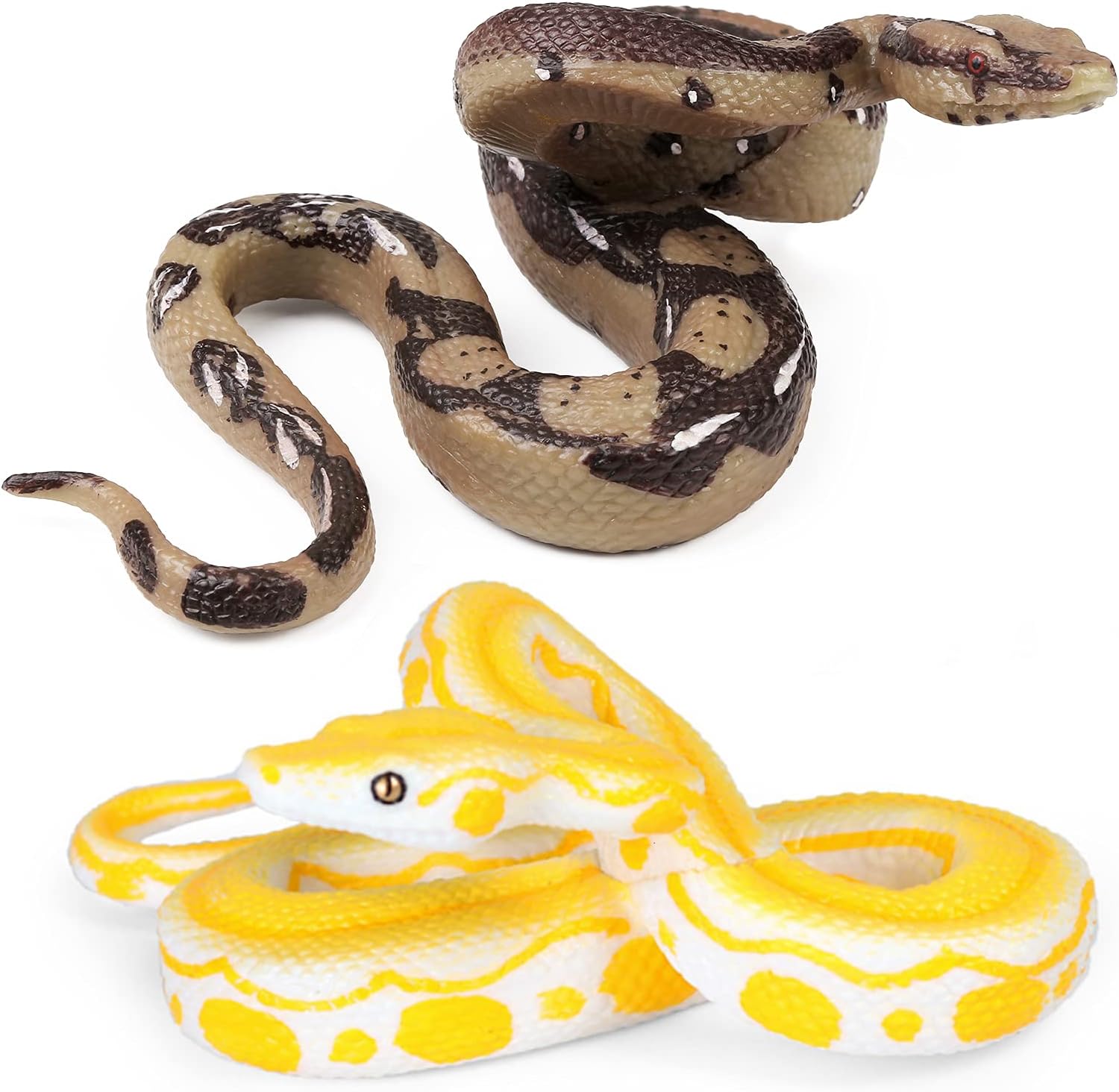 2pcs Realistic Fake Snakes Toy Rubber Snake Figure for Halloween Prank Props Fak...