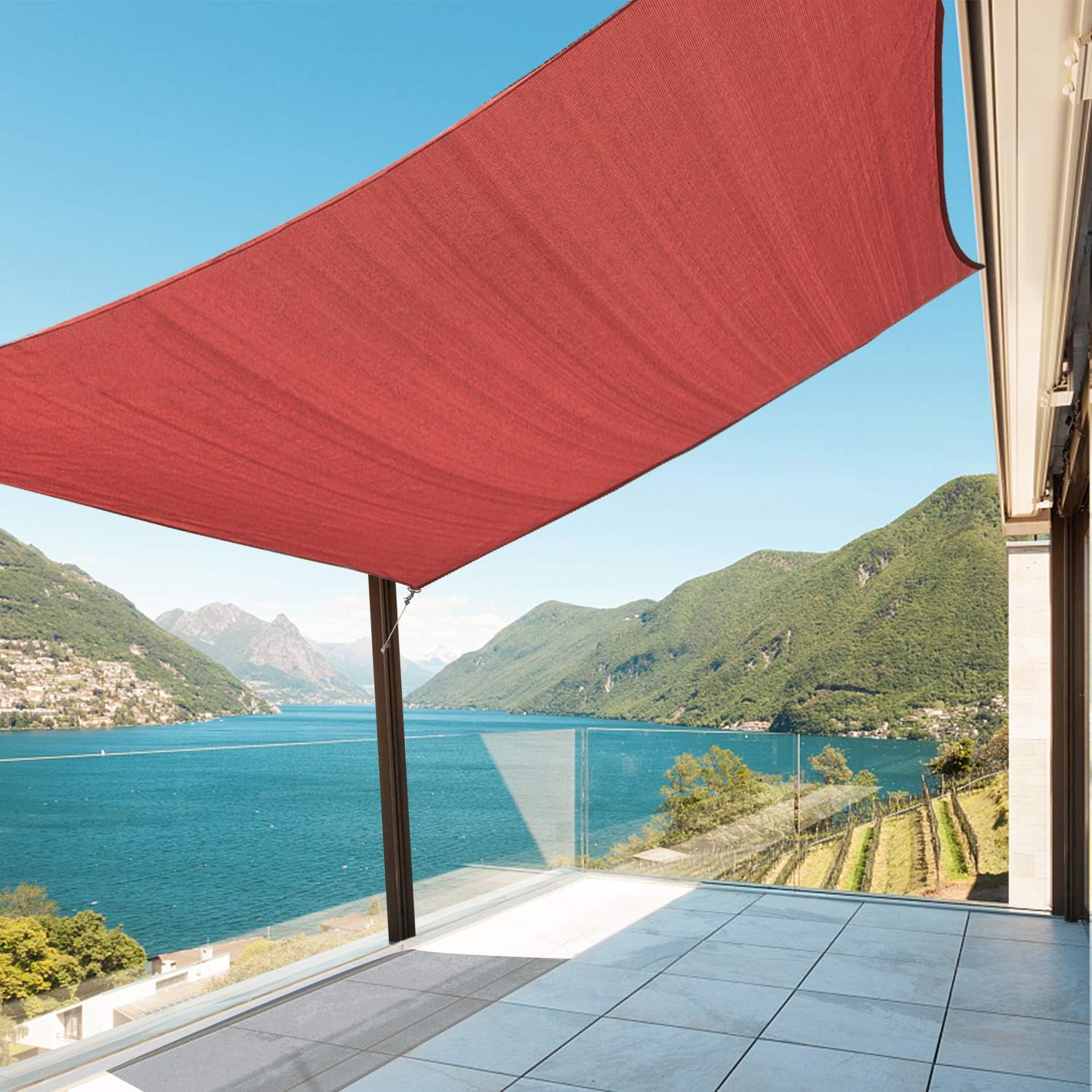 Amagenix Sun Shade Sails Canopy, Rust Red Curved Outdoor Shade Canopy 10'X13' Br...