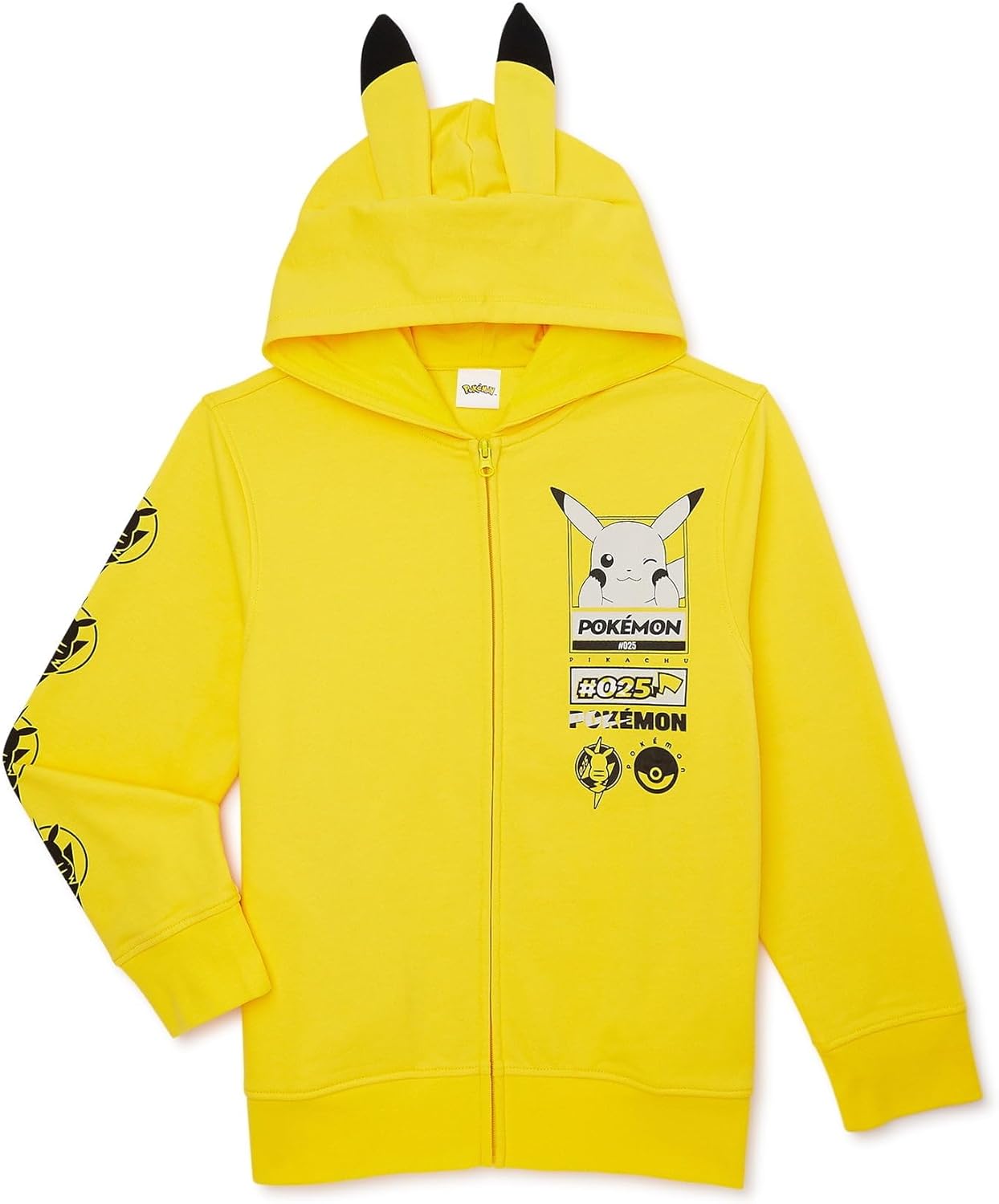 Pokémon Pikachu Cosplay Full-Zip Hoodie Boys Youth Sweatshirt Hoodie X-Large Yel...