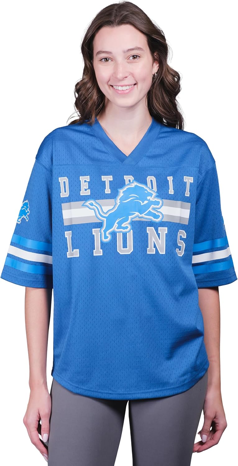 Ultra Game Women's NFL Official Soft Mesh Vintage Gameday Shirt Detroit Lions Me...