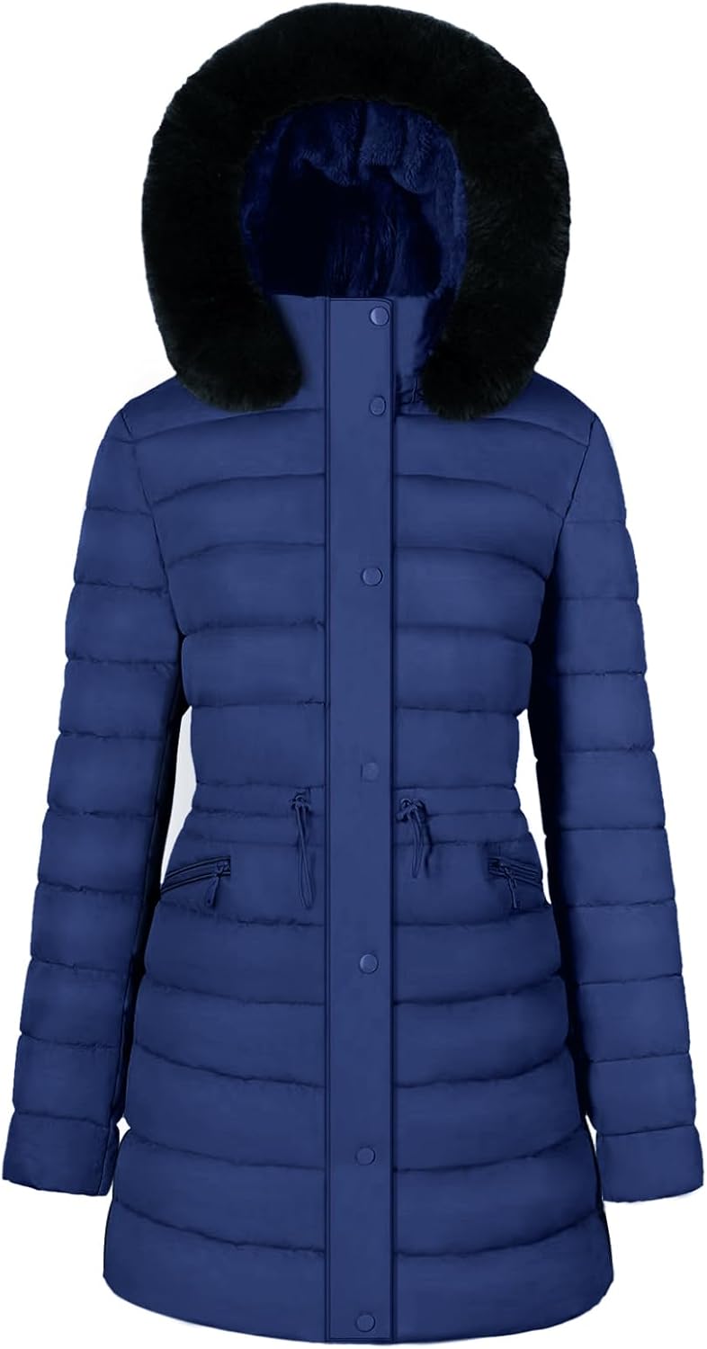 BodiLove Women's Winter Quilted Puffer Long Coat Jacket Plus Size with Removable...