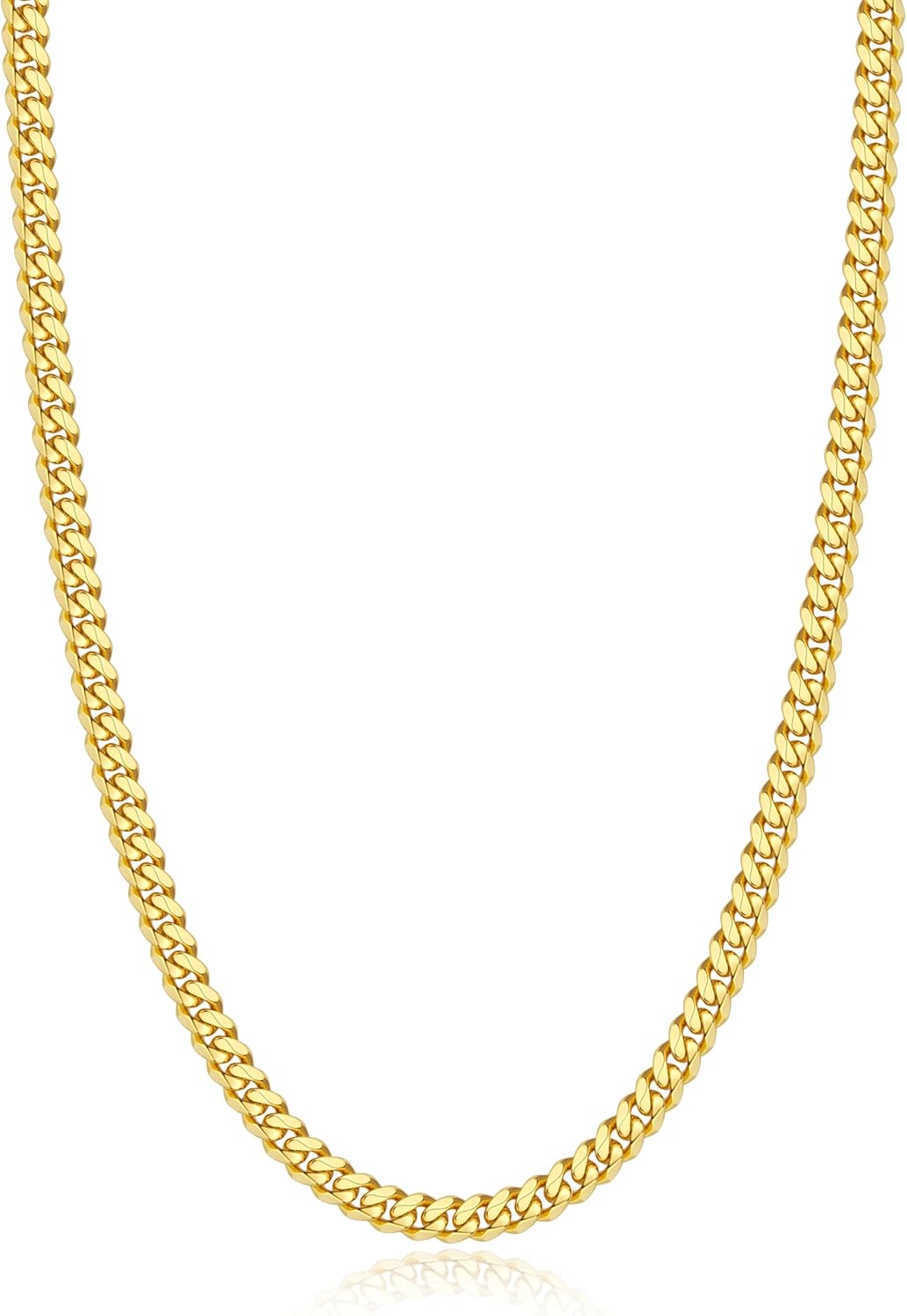 Italian Solid 14k Gold Over 925 Sterling Silver Chain Necklace for Men Women, 3....