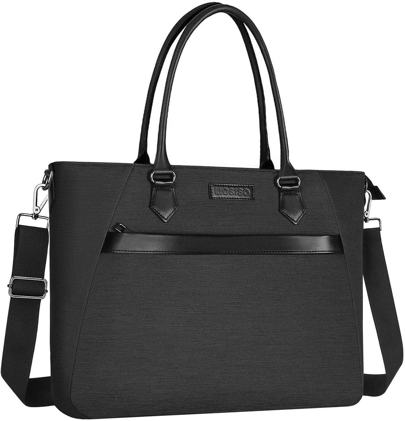 MOSISO Laptop Tote Bag (17-17.3 inch) with Front Trapezoid Pocket, Space Gray