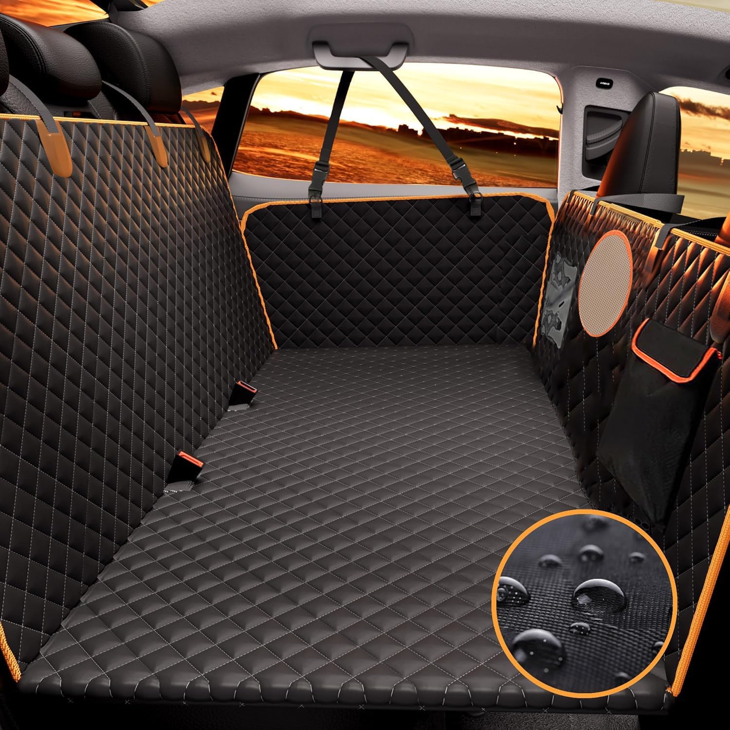 Back Seat Extender for Dogs, Hard Bottom Dog Car Seat Cover for Back Seat Protec...
