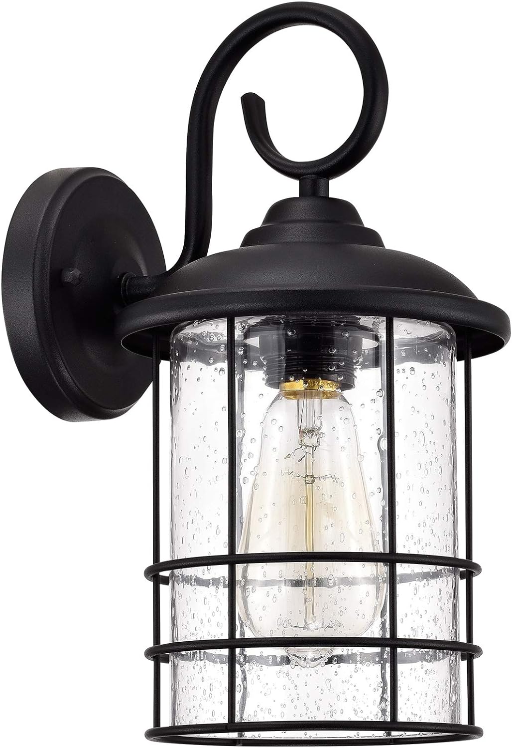 MICSIU Textured Black Exterior Wall Sconce, 12 Inch Outdoor Light Fixture with C...