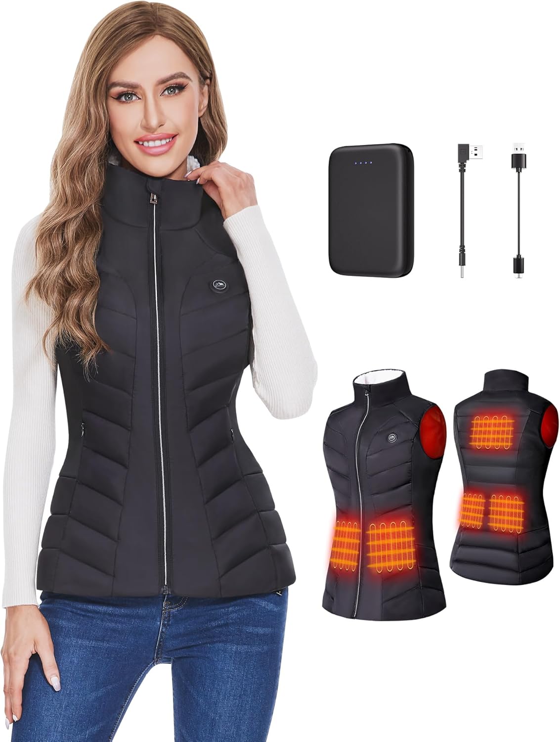 Heated Vest for Women with Battery Pack Electric Lightweight Women's Heated Vest...