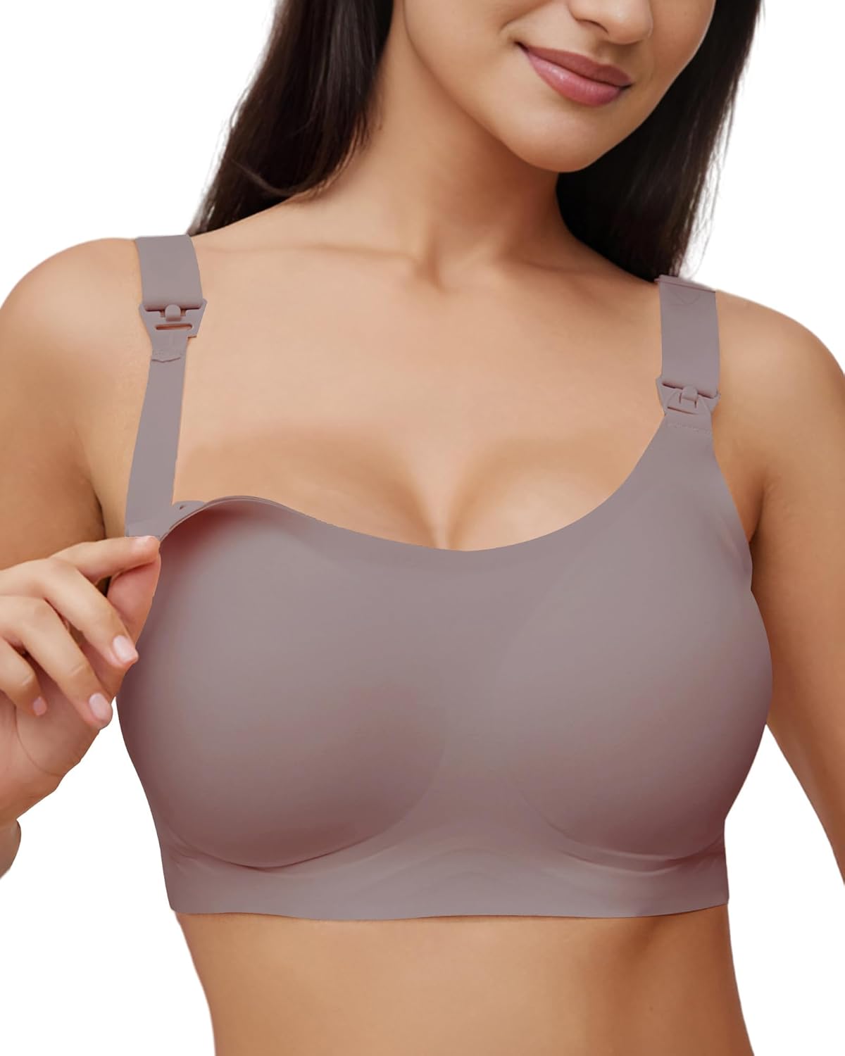Nursing Bras for Breastfeeding Natural Shape Maternity Bra Seamless Jelly Strip...