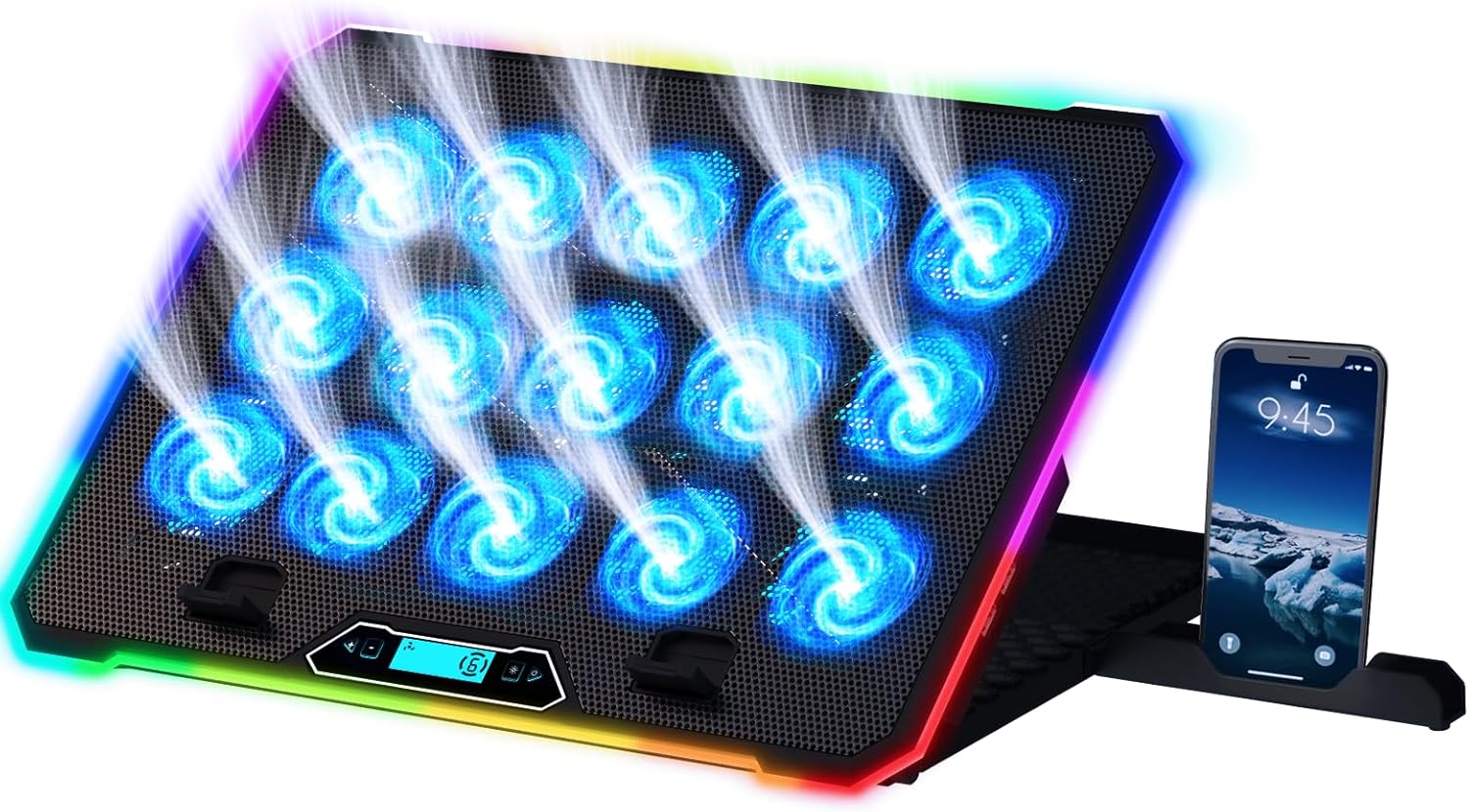 KLIM V15 Gaming Laptop Cooling Pad with 15 Fans + RGB Laptop Cooler + Adjustable...