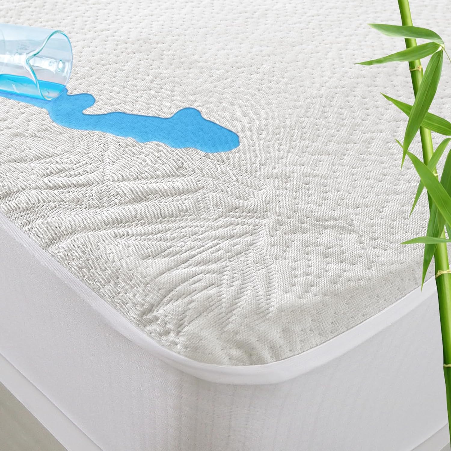 Twin Mattress Protector Waterproof Cooling Mattress Pad Protector Viscose Made f...