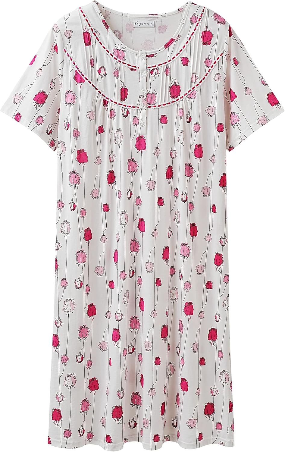 Keyocean Women Nightgowns, Soft Comfy Lightweight 100% Cotton Short Sleeves Comf...