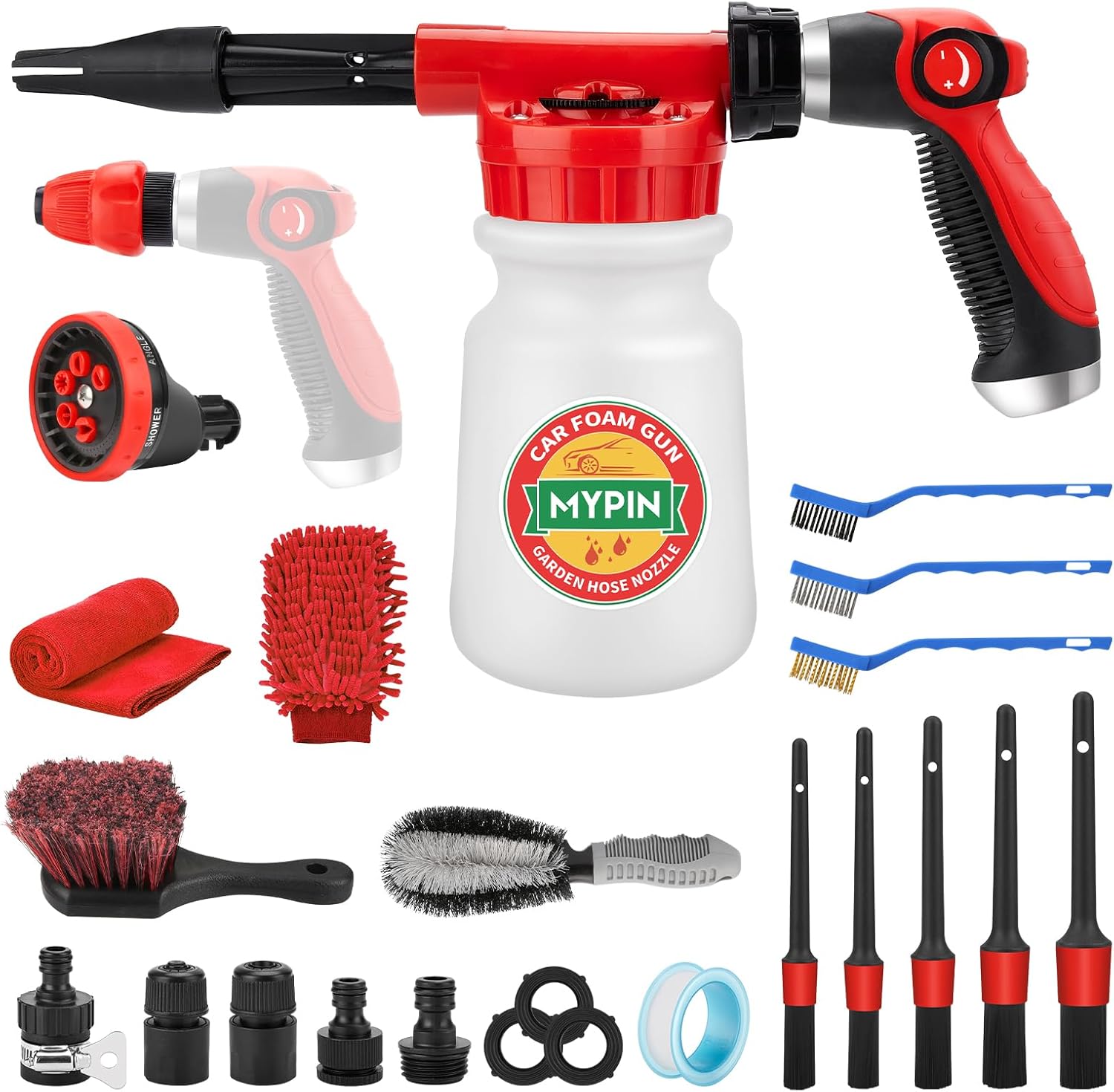 Car Wash Foam Gun Set/Hose Sprayer, 22pcs Wash Kits Foam Cannon, Adjustable with...