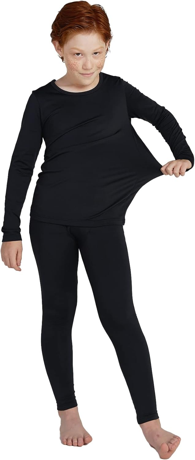 LAPASA Boys Thermal Underwear Set Fleece Lined Long John Base Layer Top & Bottom...