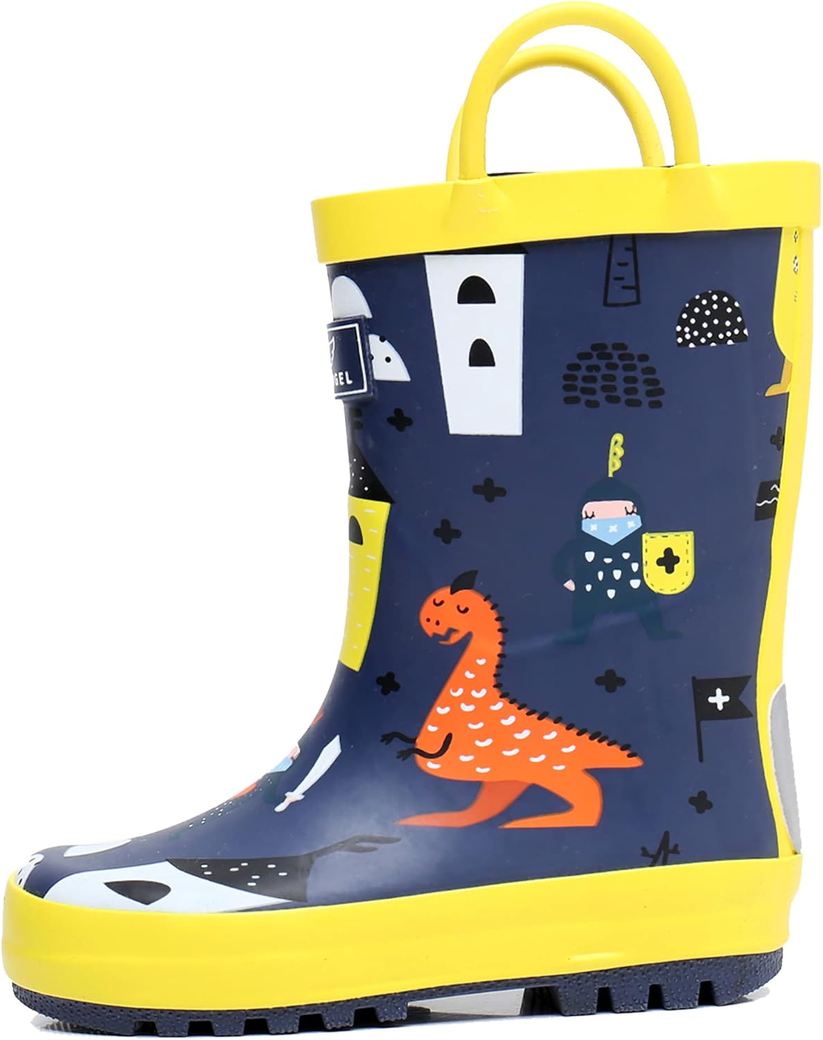 Toddler Rain Boots with Easy-On Handles, Waterproof Rubber Kids Rain Boots for G...
