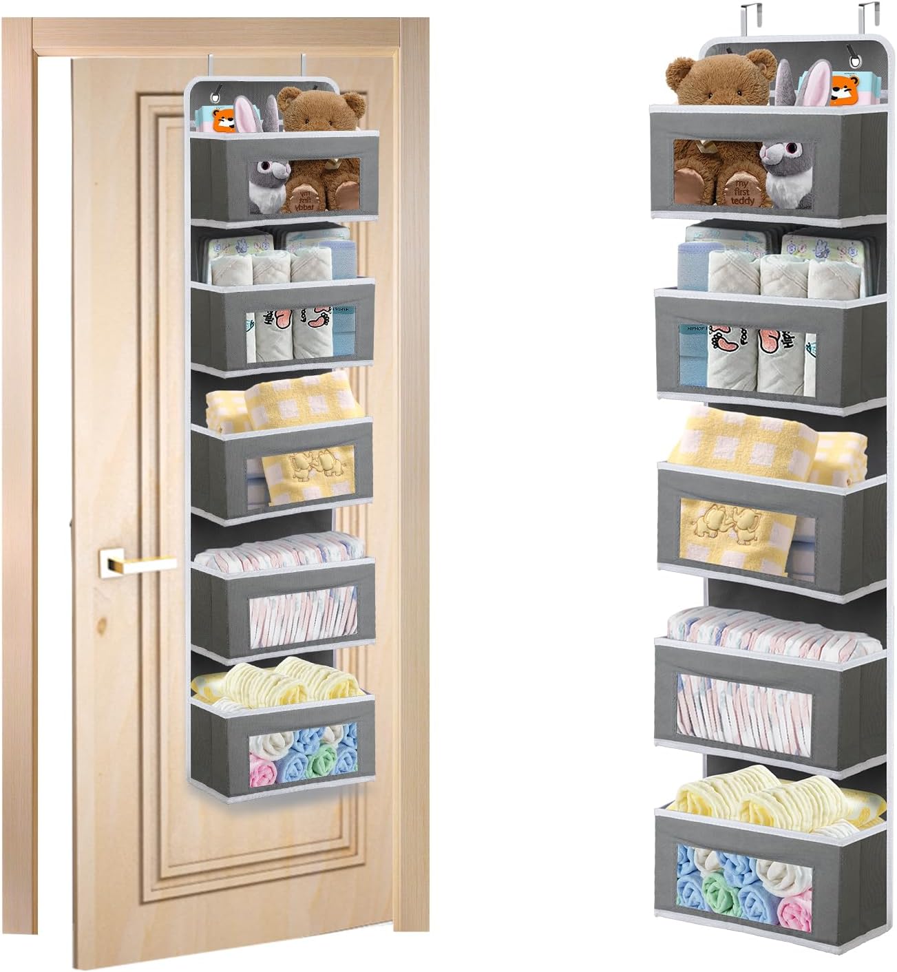 MangoKit Over Door Hanging Organiser, Baby Caddy Over Door Organiser, 5 Pockets...