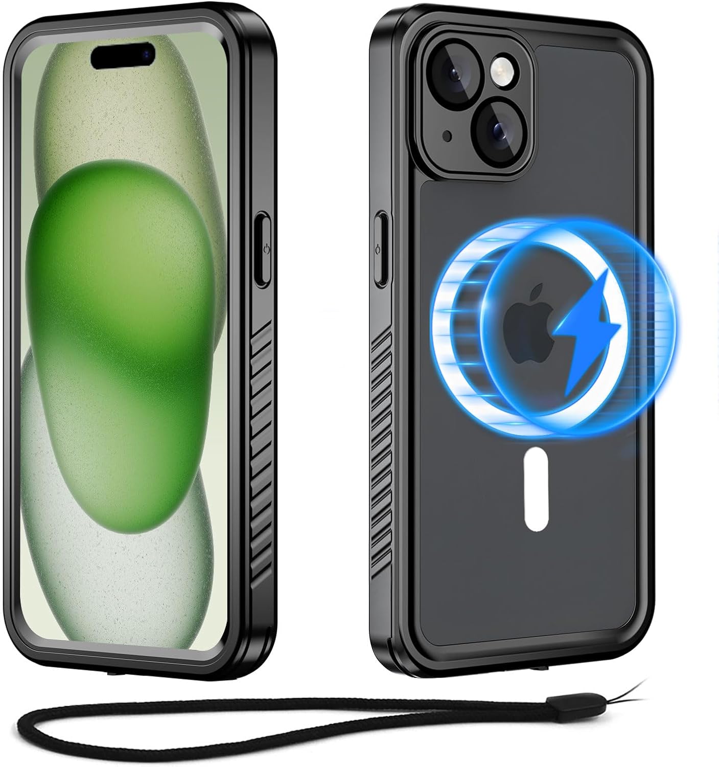 for iPhone 15 Plus Case Magnetic Waterproof with Built-in Screen Protector [Comp...