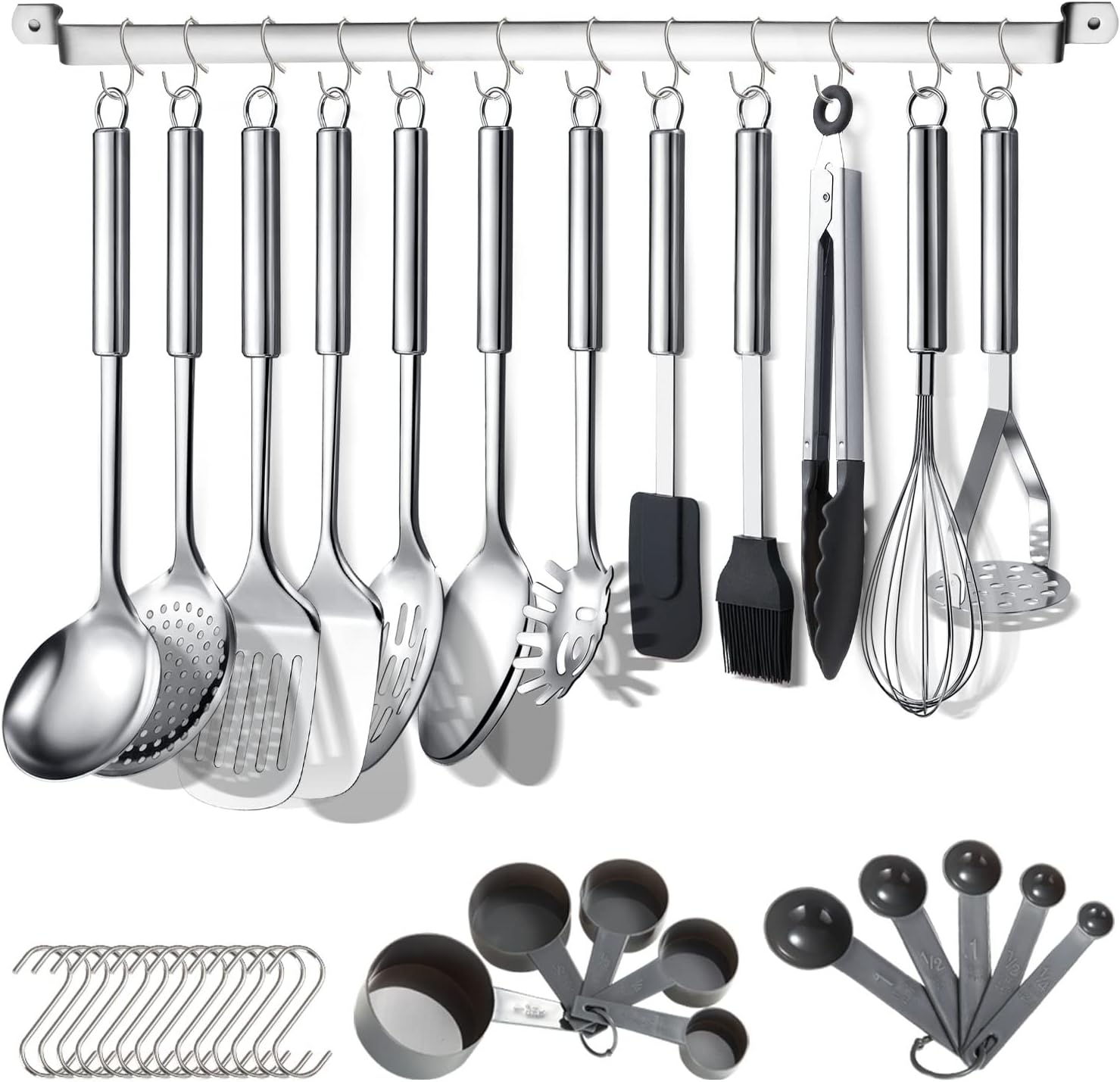 Berglander Kitchen Utensils Set 38 Pieces, Stainless Steel Cooking Utensils Set,...