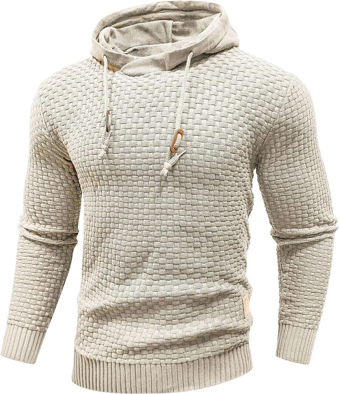 Zaitun Mens Hooded Sweatshirt Long Sleeve Solid Knitted Hoodie Pullover Sweater...