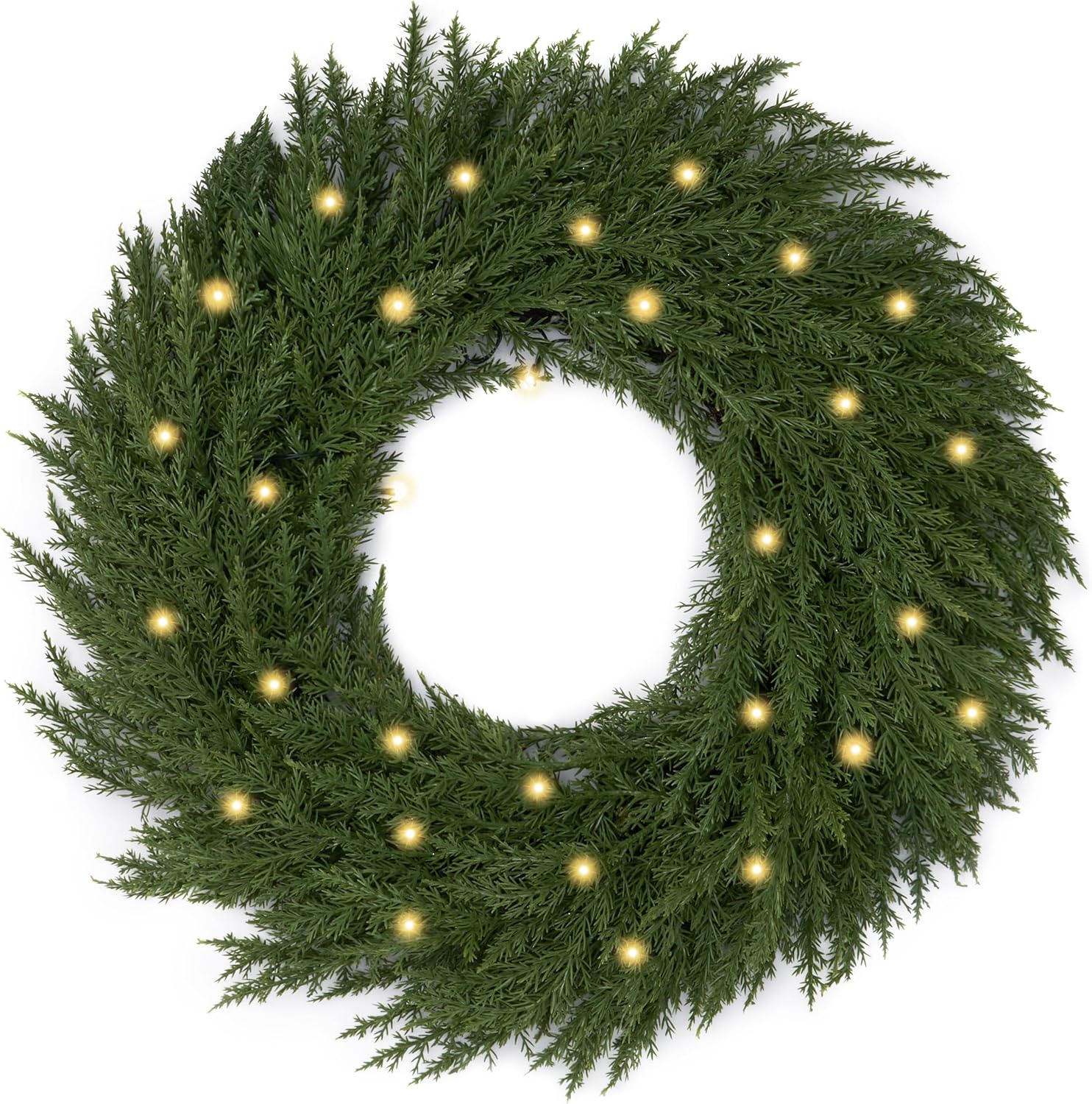Valery Madelyn 20 Inch Realistic Christmas Wreaths with Lights, Pre Lit Norfolk...