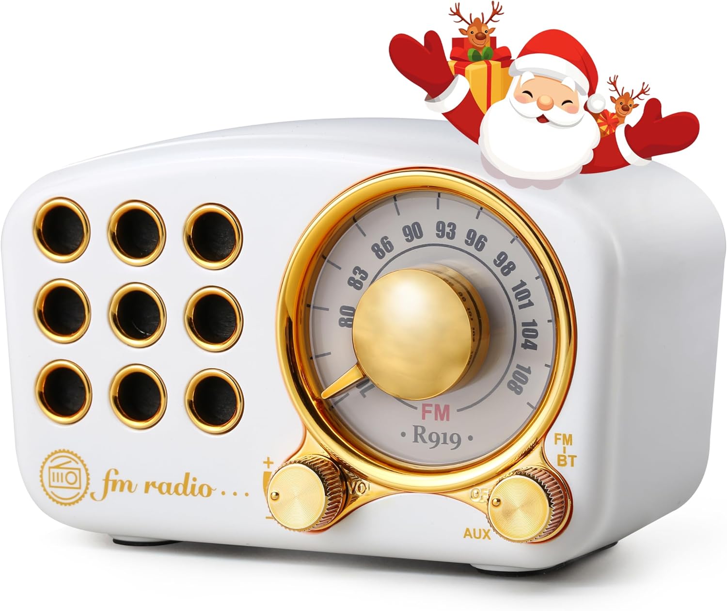 Retro Bluetooth Speaker FM Vintage Radio with Loud Volume, Strong Bass Enhanceme...