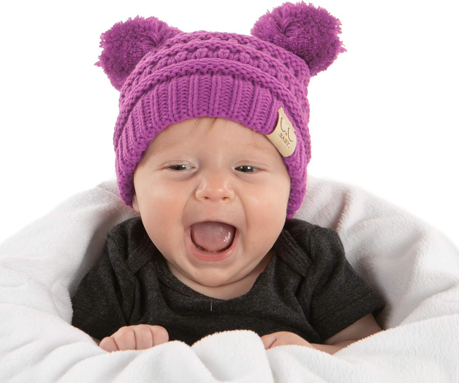 Funky Junque Exclusives Baby Infant Beanie Knit Warm Winter Double Pom Pom Skull...