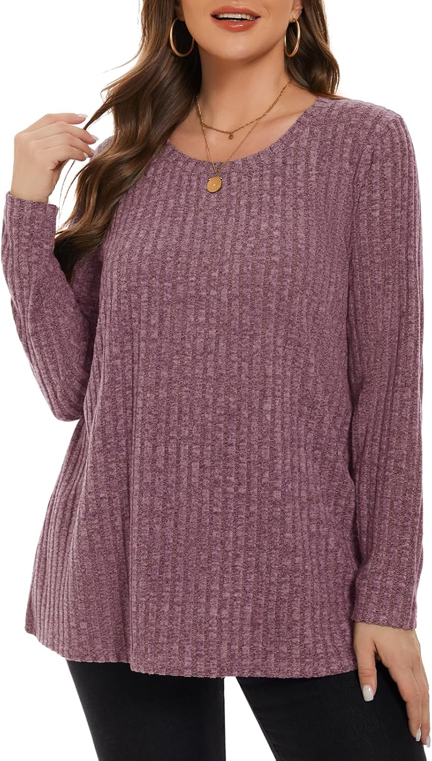 BELAROI Plus Size Tops for Women Tunic Shirts Long Sleeve Scoop Neck Casual Ligh...