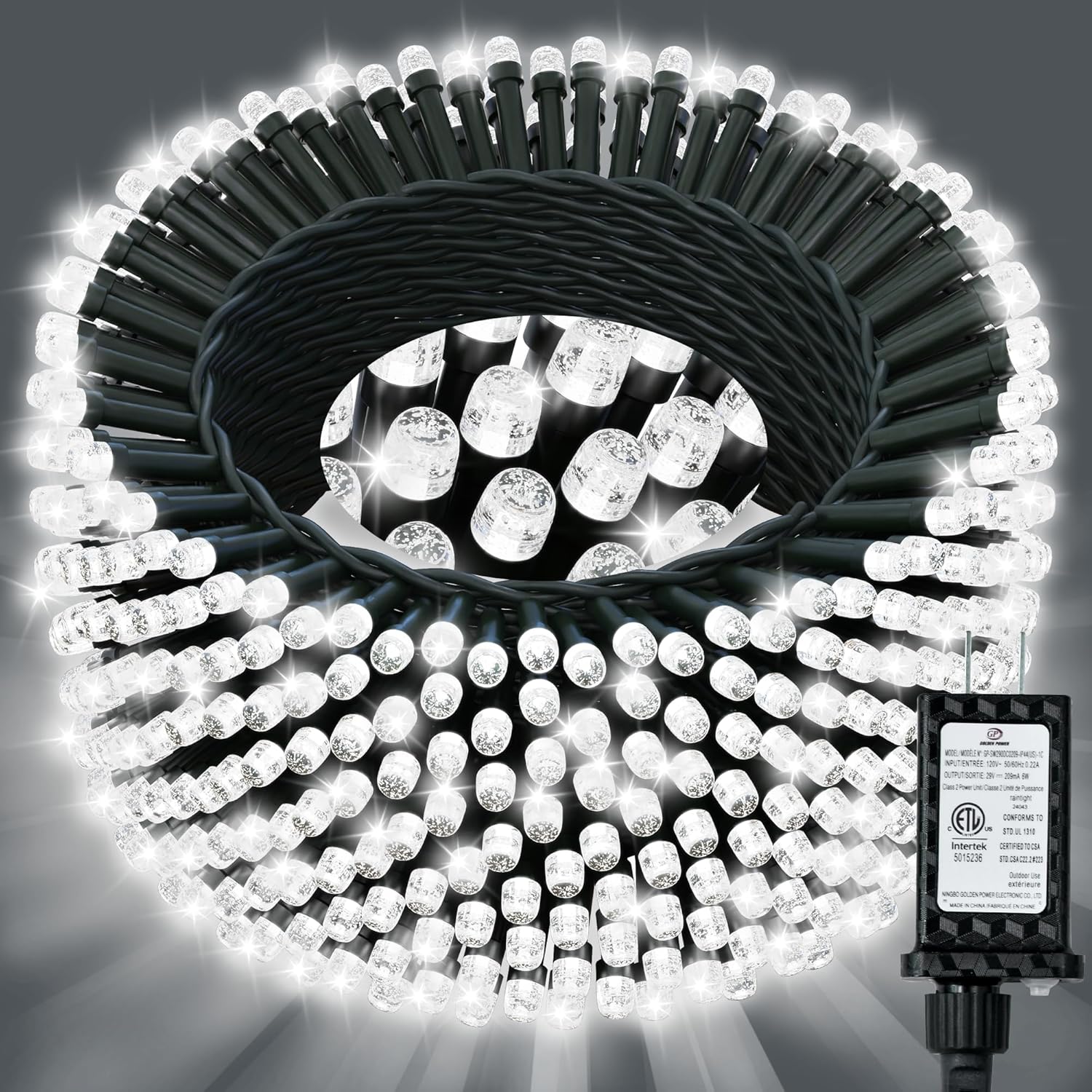 JACKYLED Outdoor String Lights Waterproof, 178FT 500 LED Plug in Christmas Light...