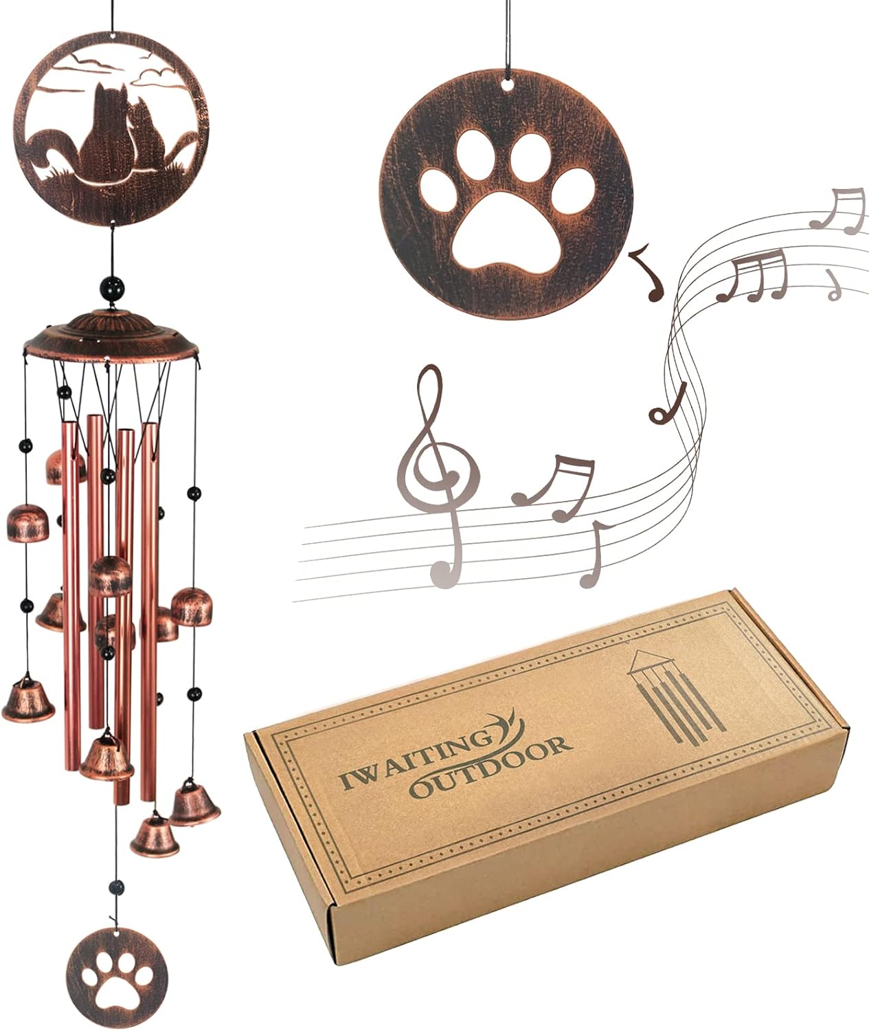 Iwaiting Outdoor Sympathy Wind Chimes for Outside with Relaxing Rich Sound, Memo...