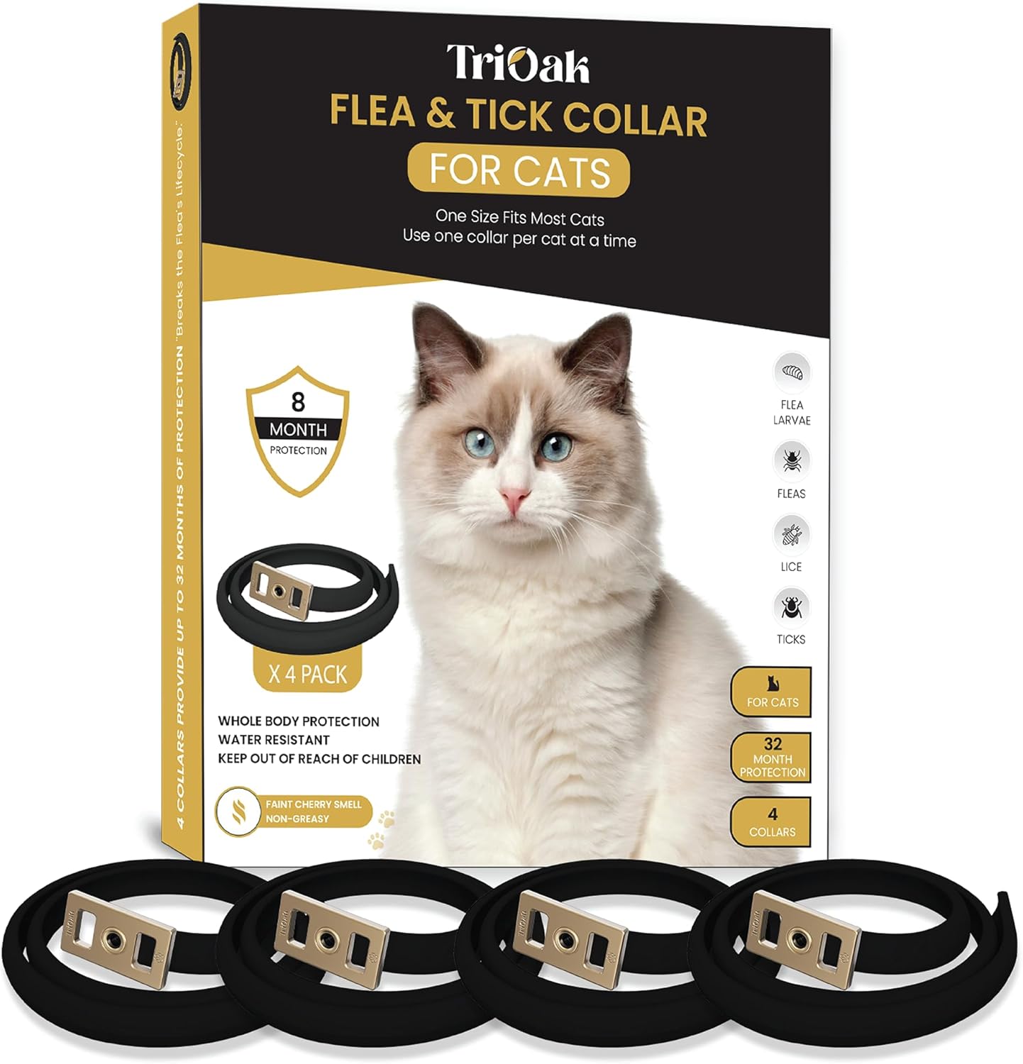 Flea Collar for Cats: 4 Pack Cat Flea Collar - Flea and Tick Collar for Cats - C...