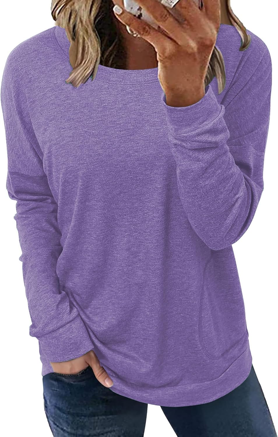 Hount Womens Casual Loose Fit Shirts Long Sleeve Comfy T-Shirts Pullover Sweatsh...