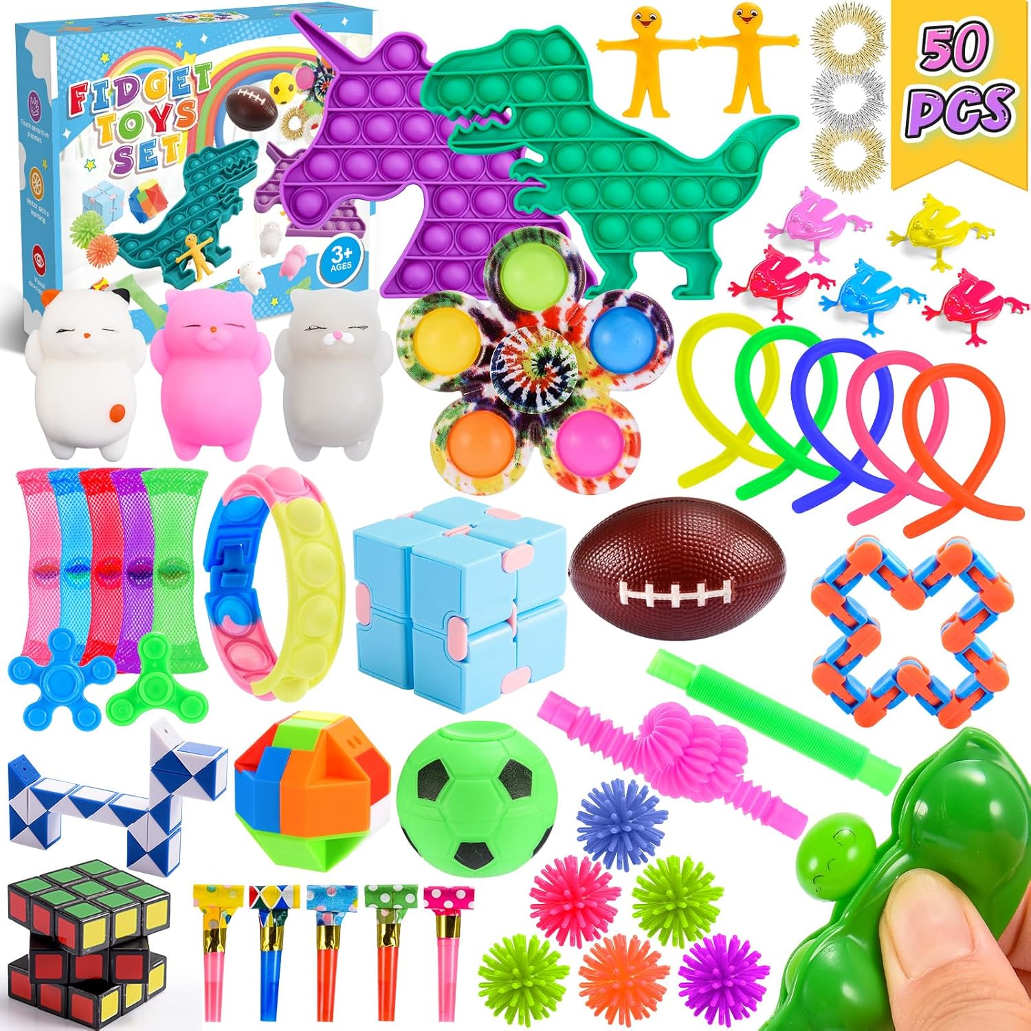 Corrit 50 Pcs Fidget Toys for Kids Adults, Squishy Toys for 3-12 Year Old Girls...