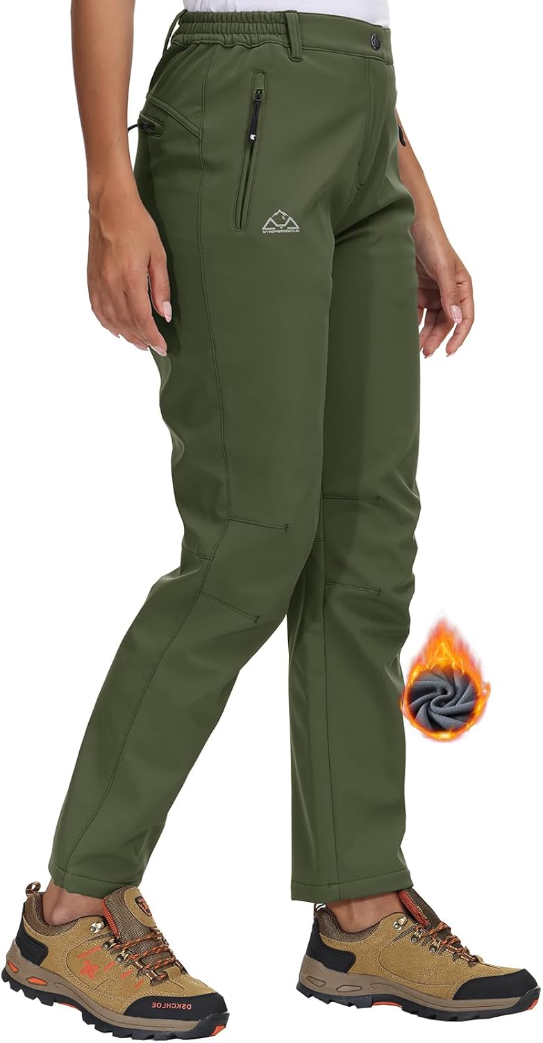 Rdruko Womens Fleece Lined Thermal Snow Ski Trousers Outdoor Waterproof Hiking W...