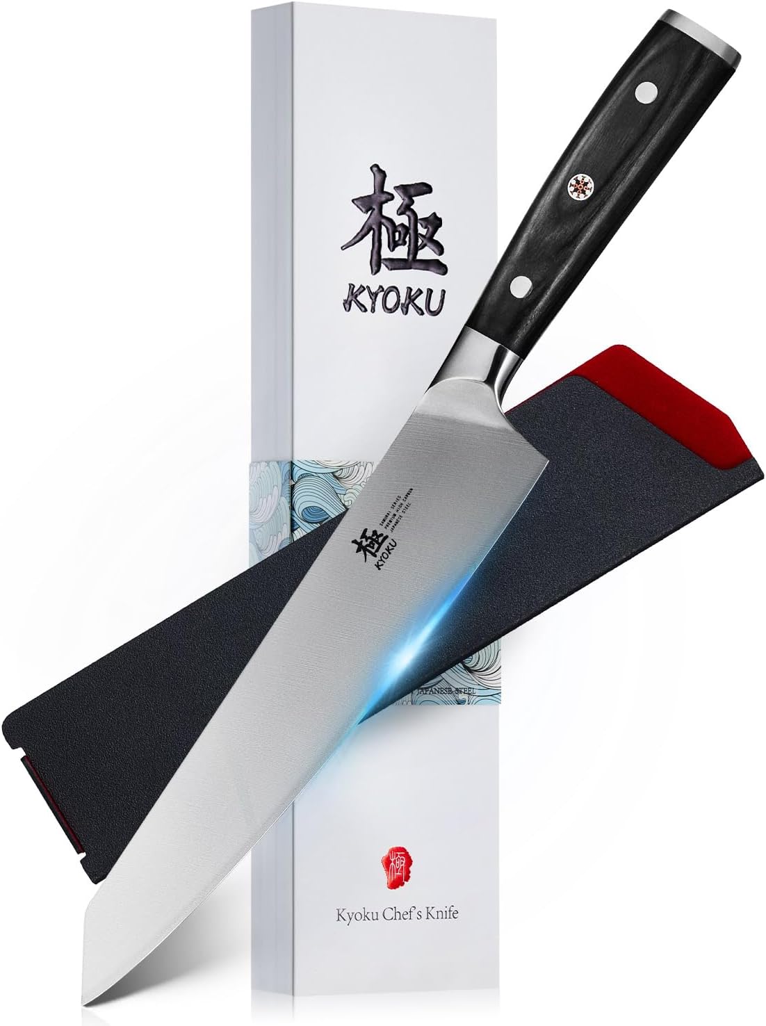 KYOKU 8.5" Kiritsuke Chef Knife, Samurai Series Japanese Chef Knife with Pakkawo...