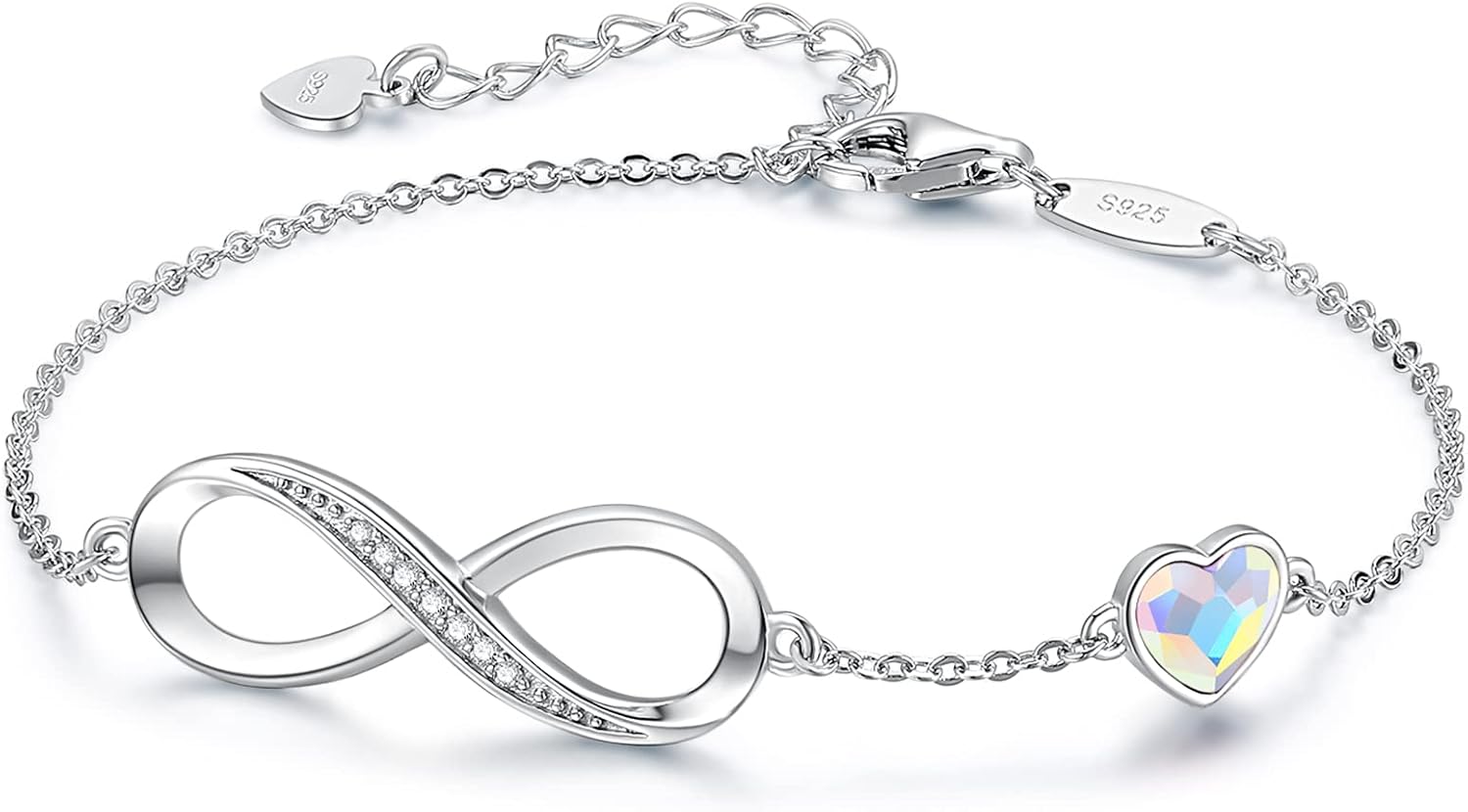 Louisa Secret Infinity Bracelets for Womens, Sterling Silver 925 Bracelet Adjust...